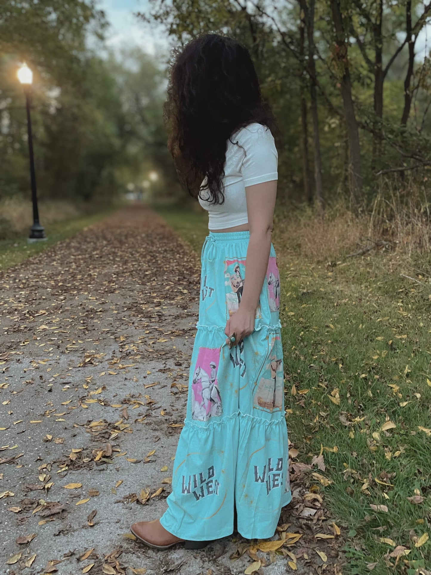 Baha Ranch Retro Pop Western Prairie Maxi Skirt