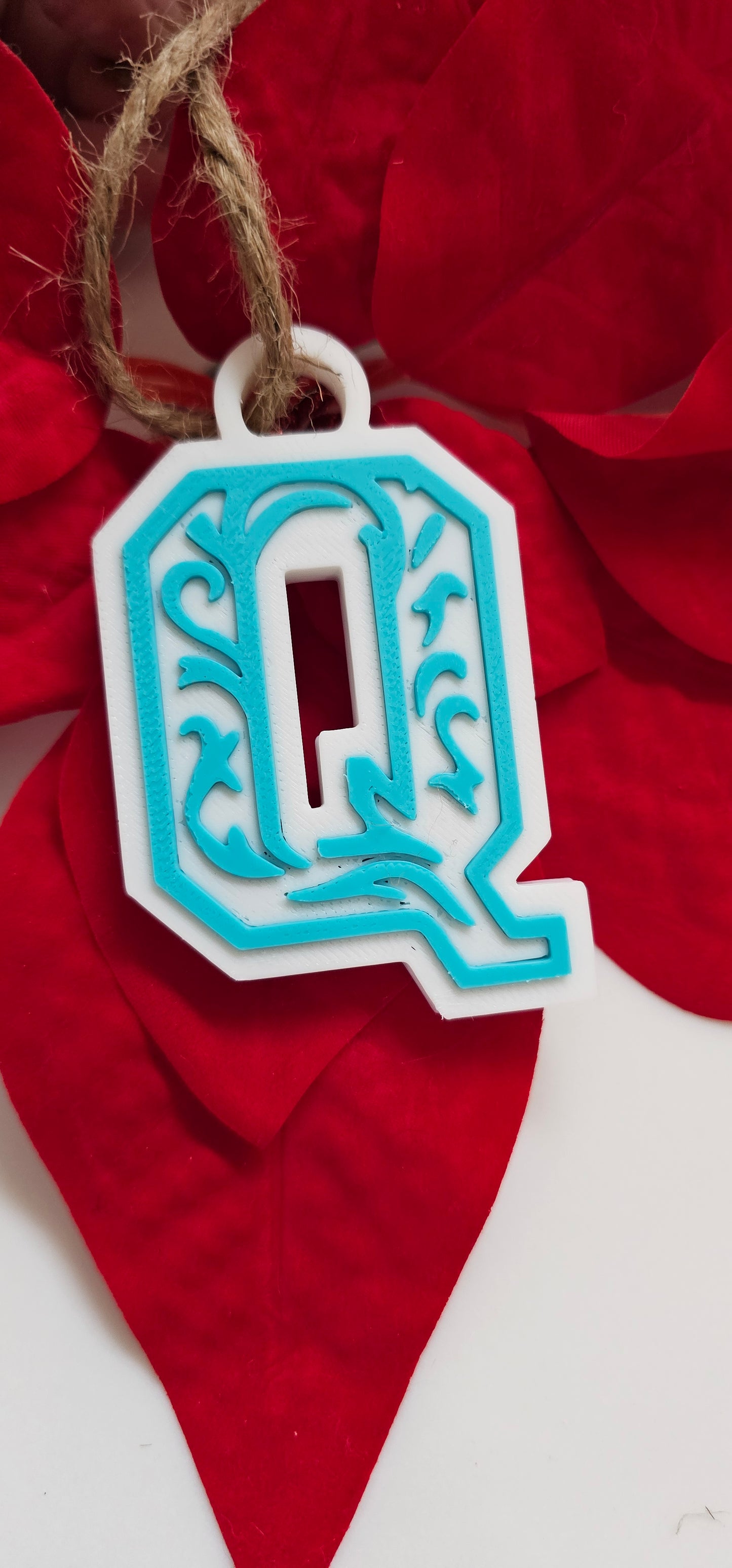 3D Print Tooled Leather Look Initial Ornament Choice of Colors