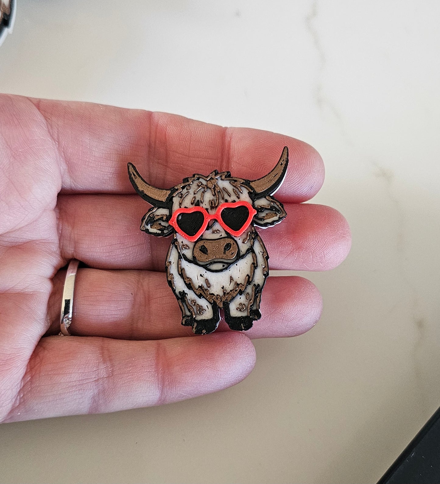 3d Printed Cool Highland Cow Hat Pin Made in America