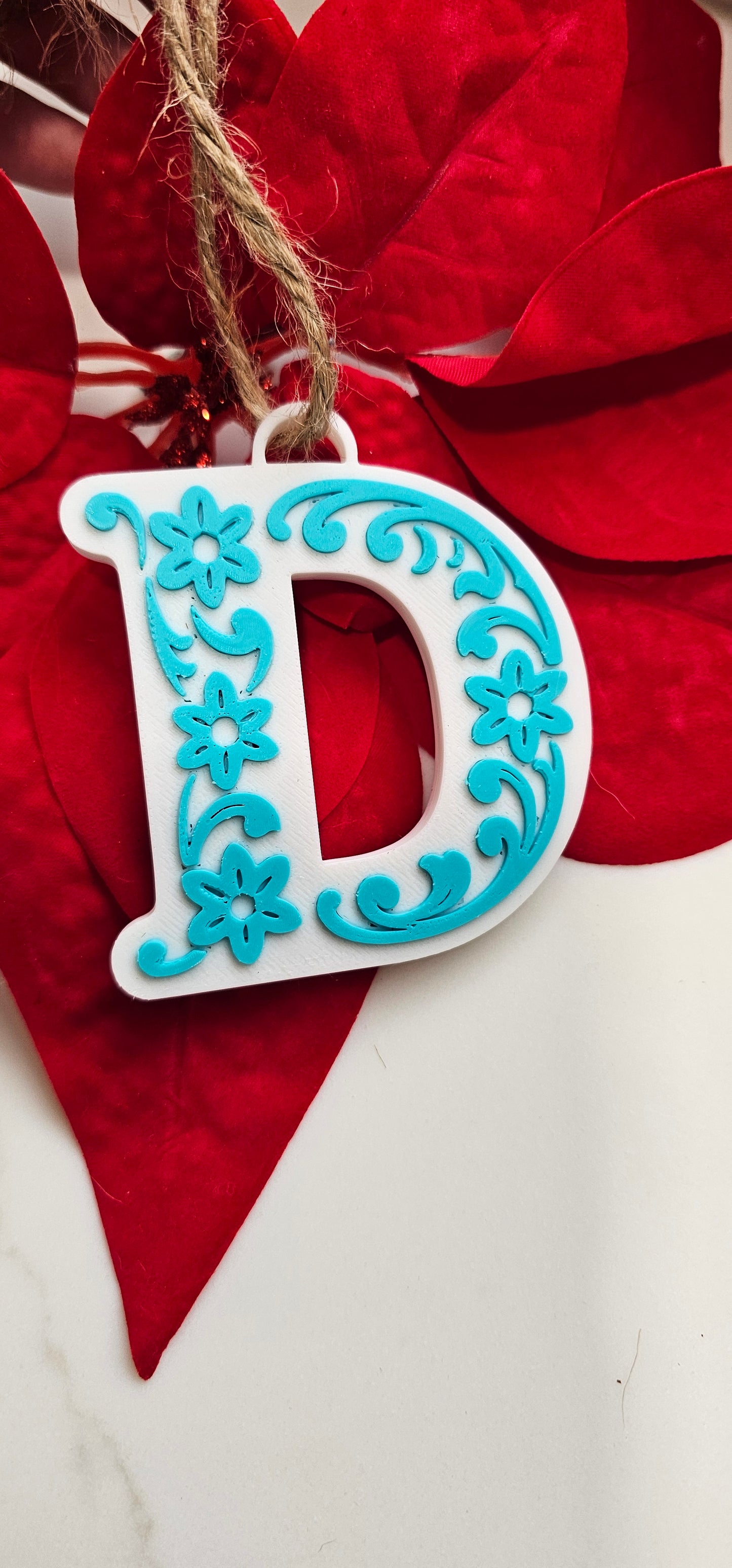 3D Print Tooled Leather Look Initial Keychain Made in America