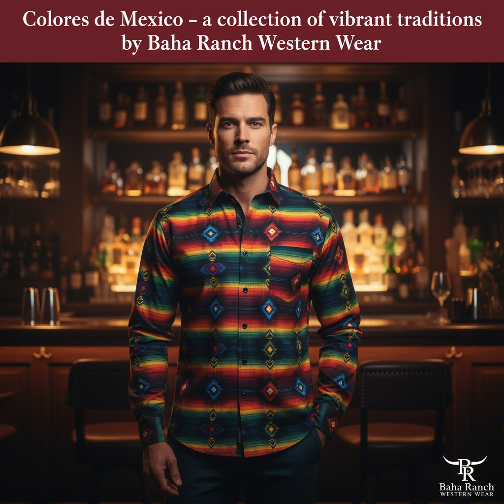 Colores De Mexico Southwestern Serape Button Up Shirt