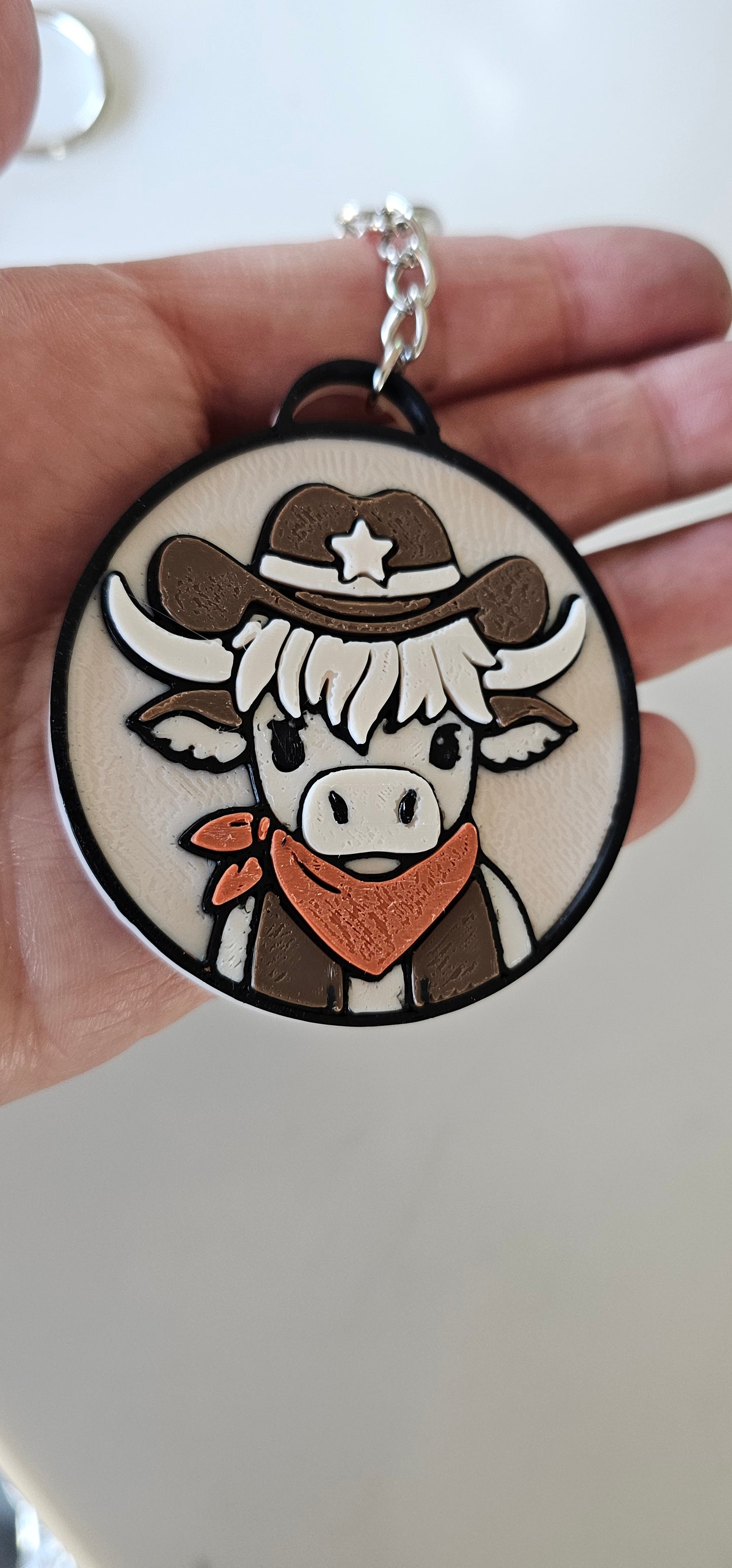 3d Western Cowgirl Cowboy Highland Cow Theme - Necklace, Purse Charm, Earrings, Keychain, Magnet