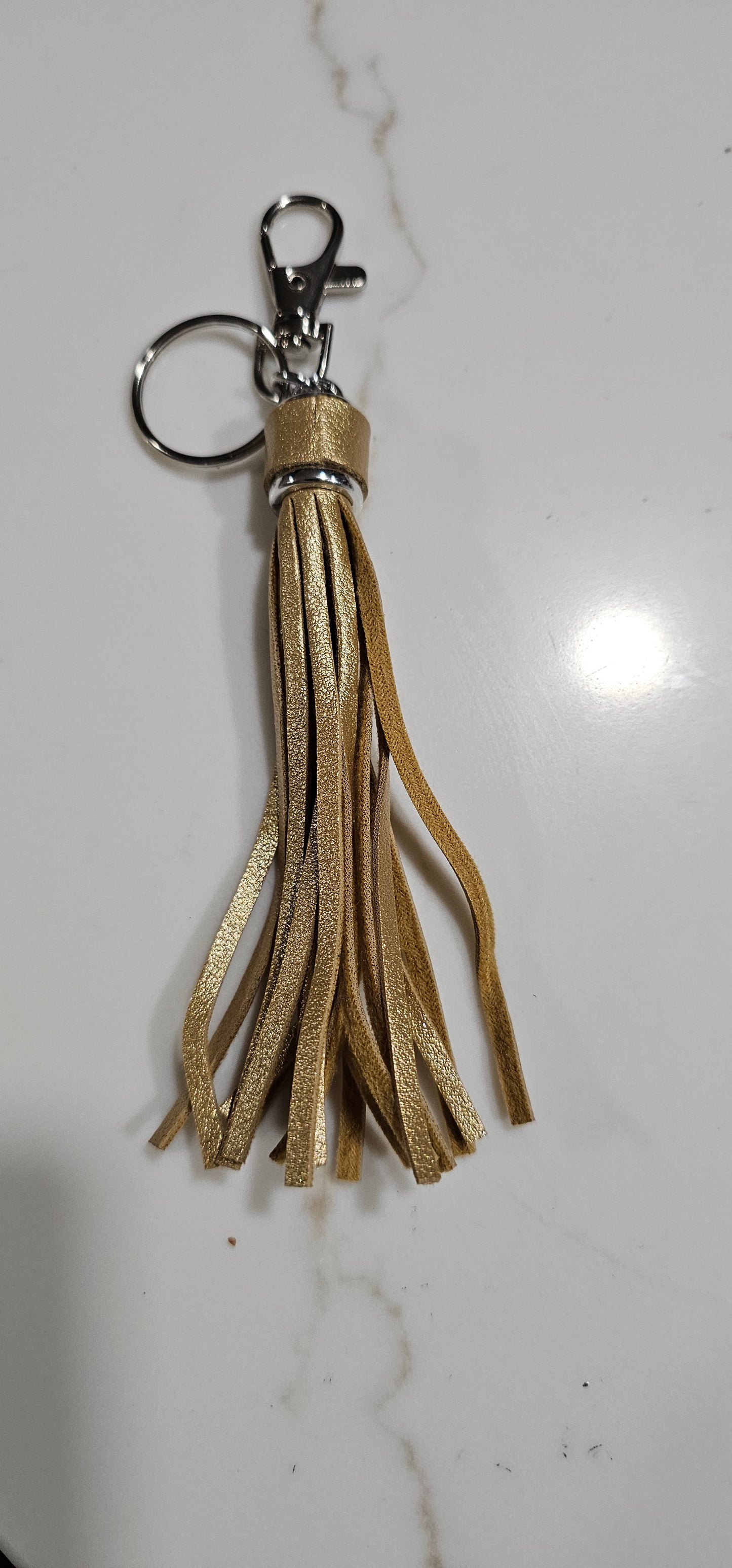 3D Print Tooled Leather Look Initial Fringe Keychain Purse Charm Choice of Colors