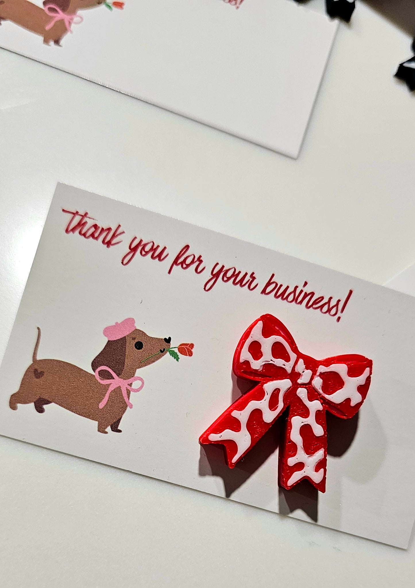 Bag of 25 -Boutique 3d Printed Package Inserts Cow Print Bows Pins or Earrings Made in America