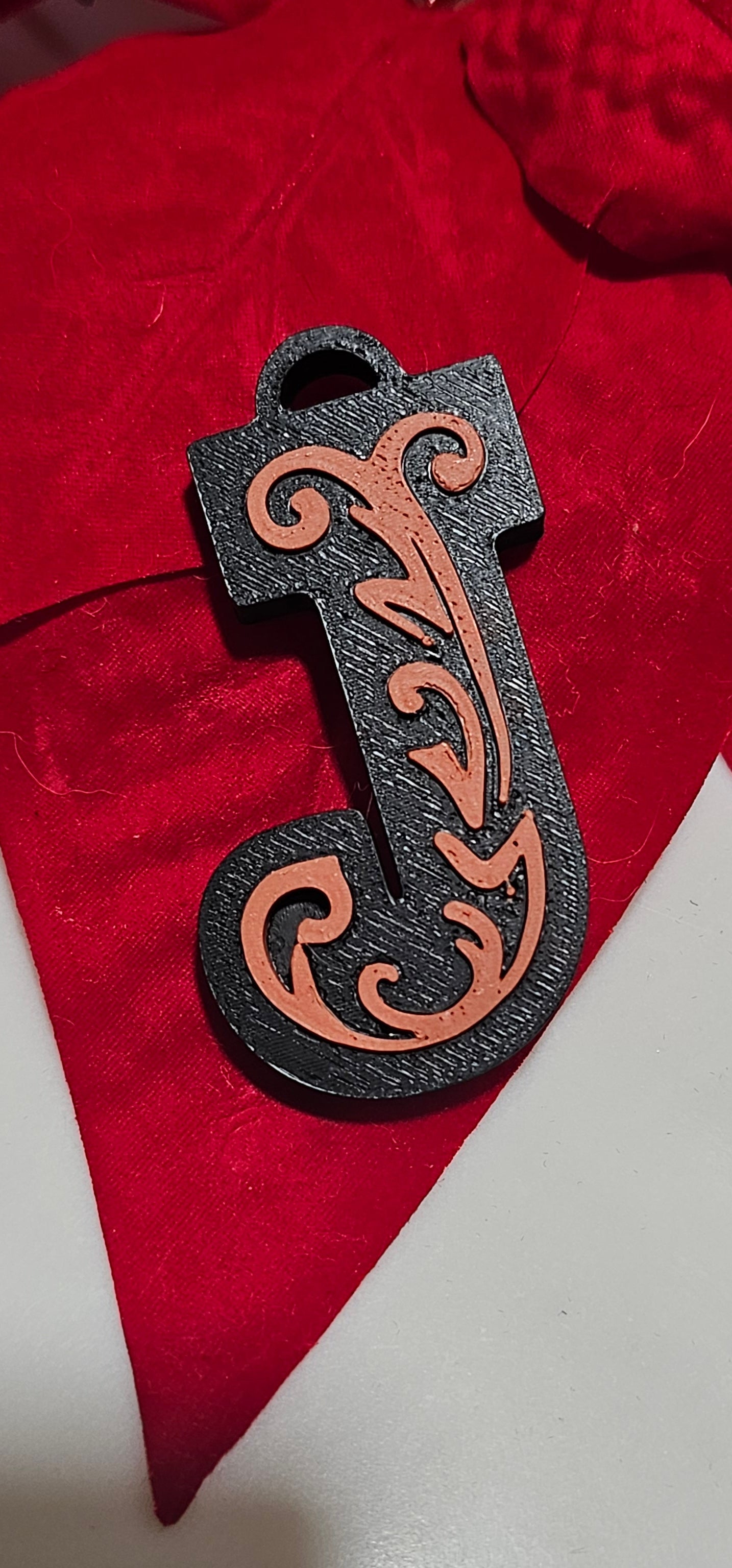 3D Print Tooled Leather Look Initial Ornament Choice of Colors