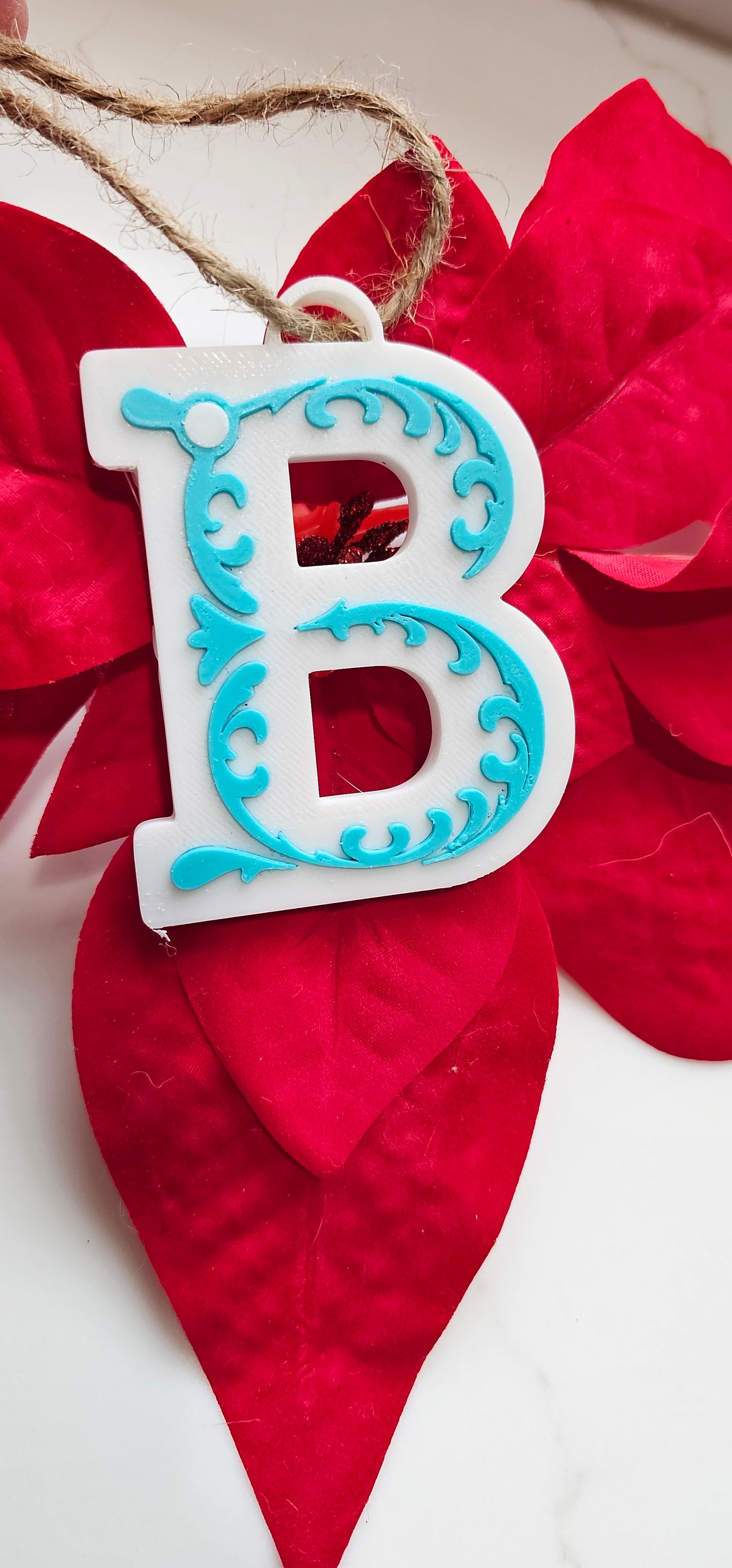 3D Print Tooled Leather Look Initial Keychain Made in America