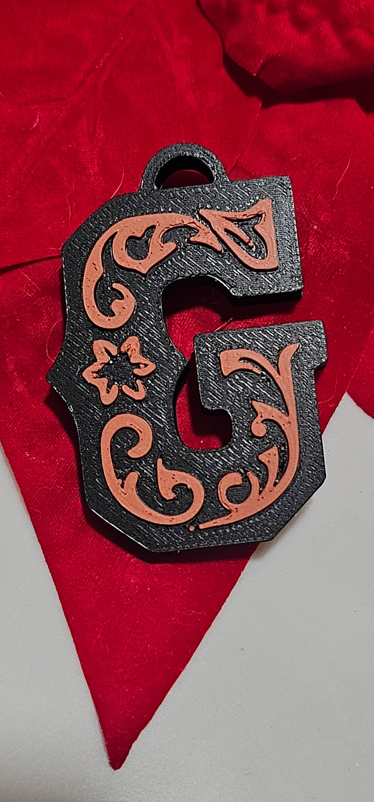 3D Print Tooled Leather Look Initial Ornament Choice of Colors