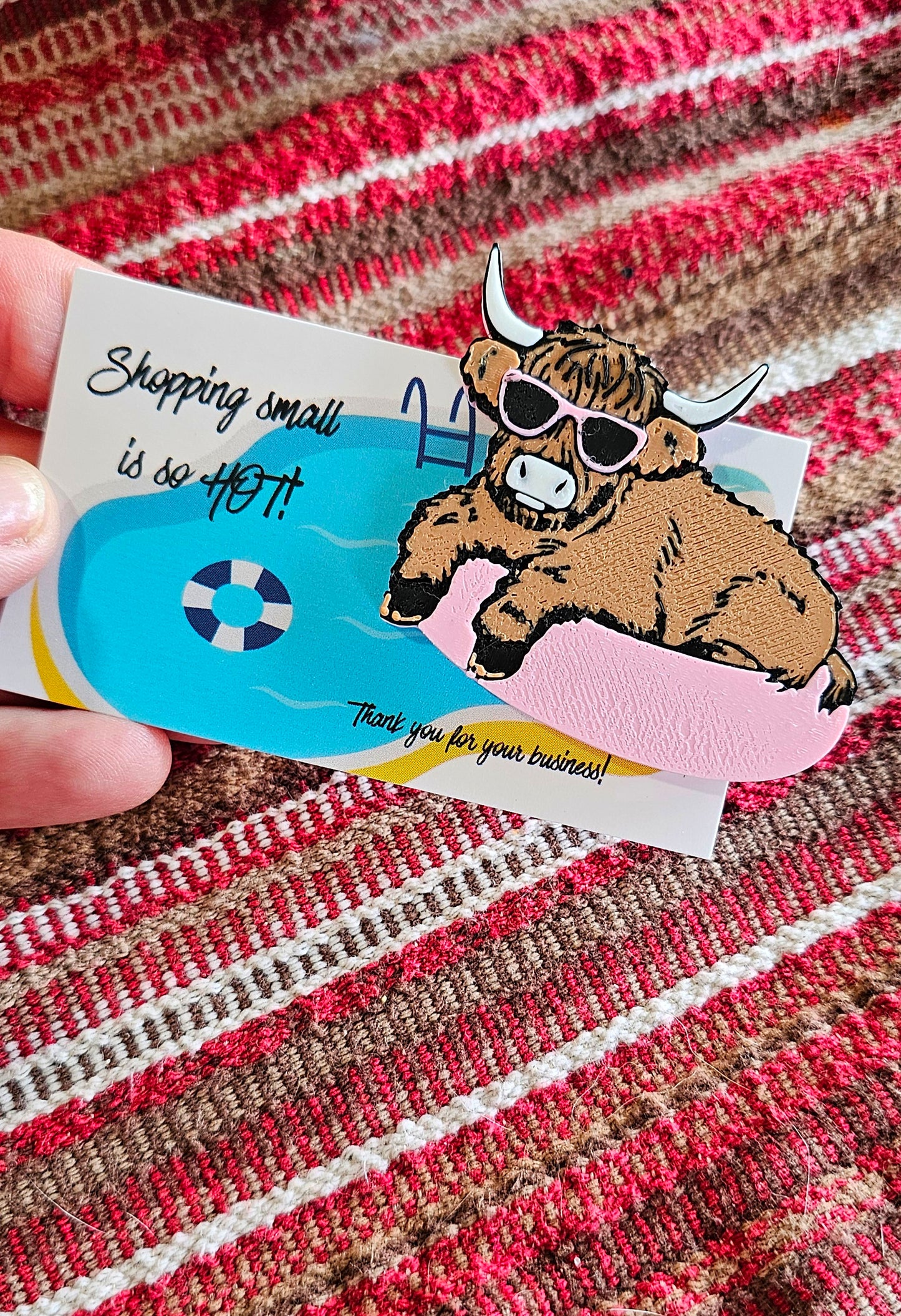 Bag of 25 -Boutique 3d Printed Package Inserts Hot Highland Cow Made in America