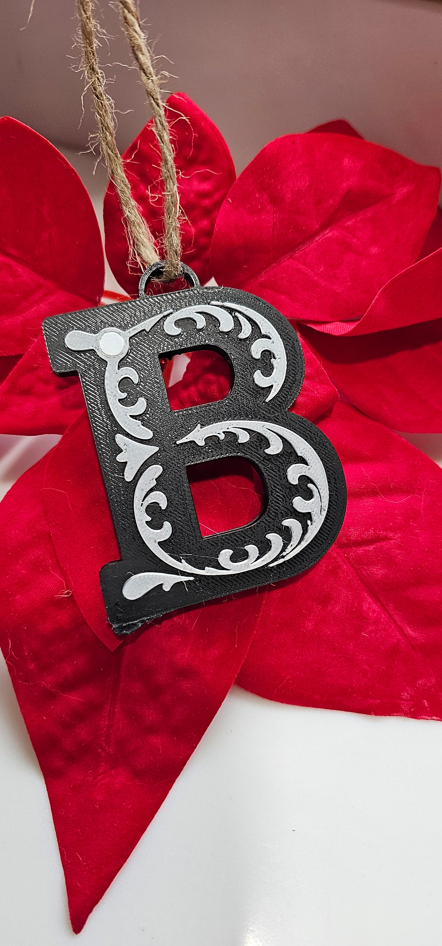 3D Print Tooled Leather Look Initial Ornament Choice of Colors