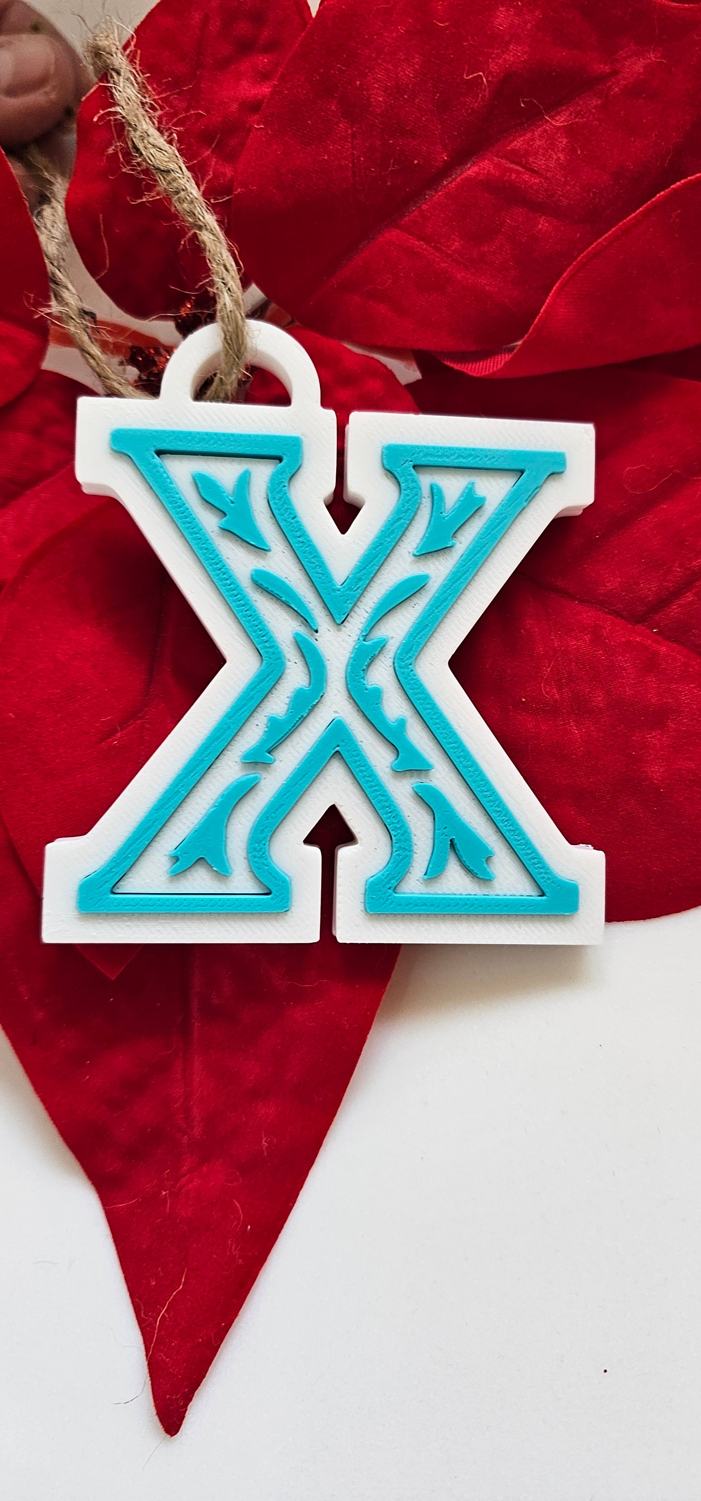 3D Print Tooled Leather Look Initial Ornament Choice of Colors