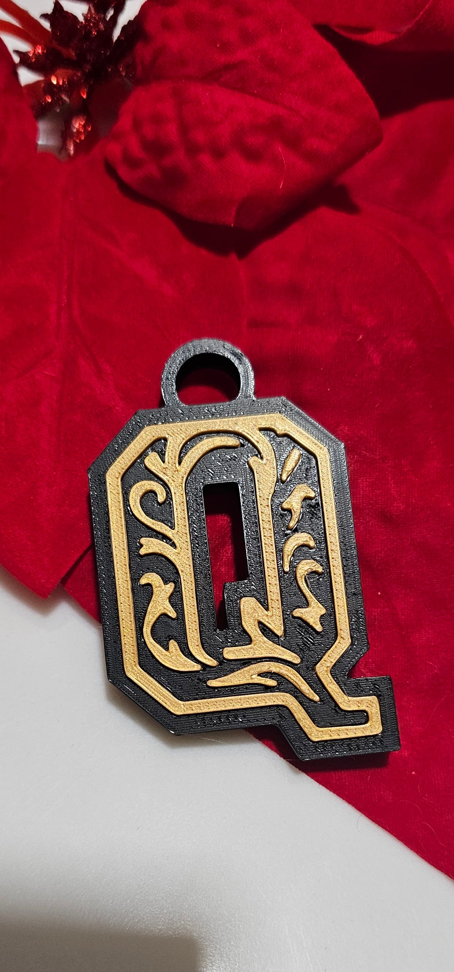 3D Print Tooled Leather Look Initial Ornament Choice of Colors