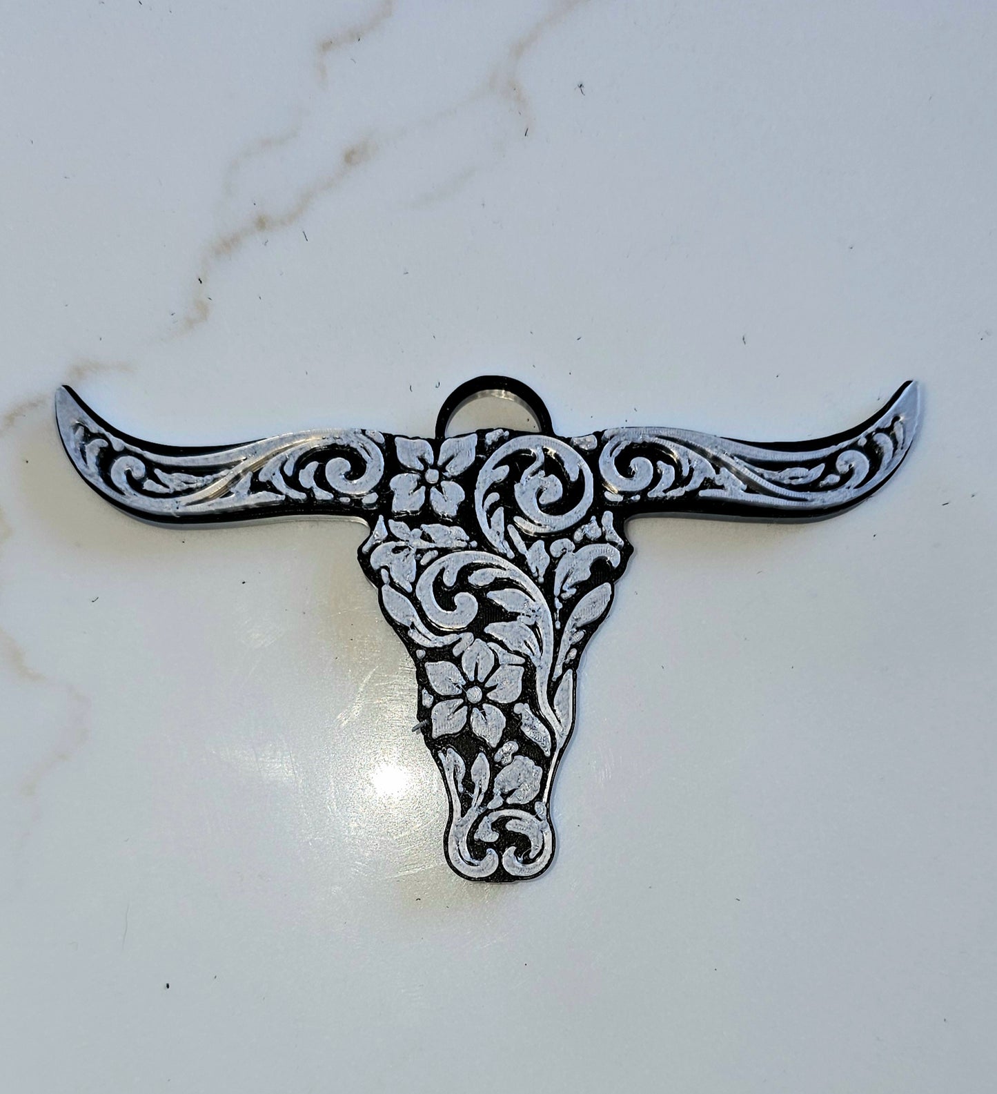 3d Print Tooled Longhorn Keychain or Purse Charm Ornament - Made in America - choice of colors