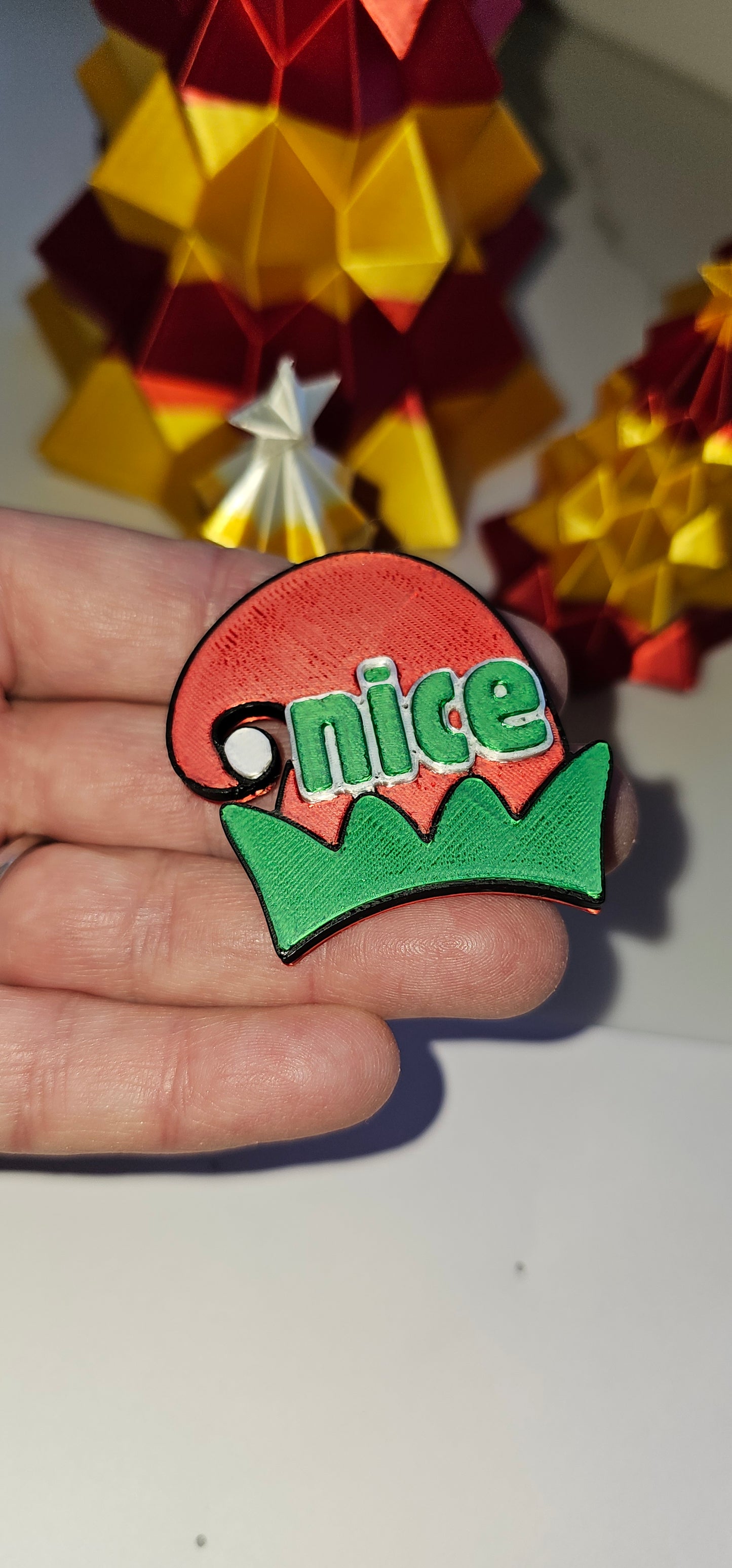 set of 4 Naughty Nice Candy Cane HOHOHO Hat Pins Christmas Made in America