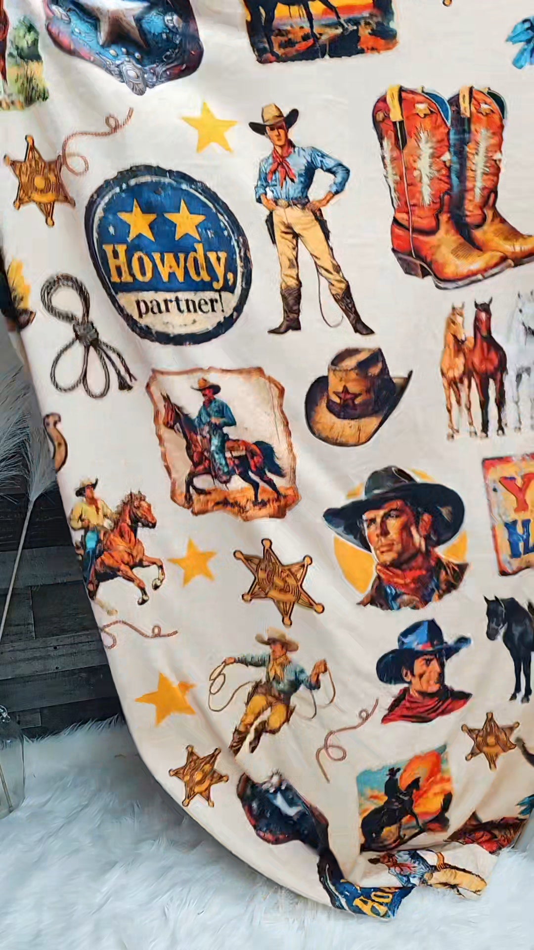 Cowboy Collage Ultra-Soft Micro Fleece Blanket 60" x 80" Made in America