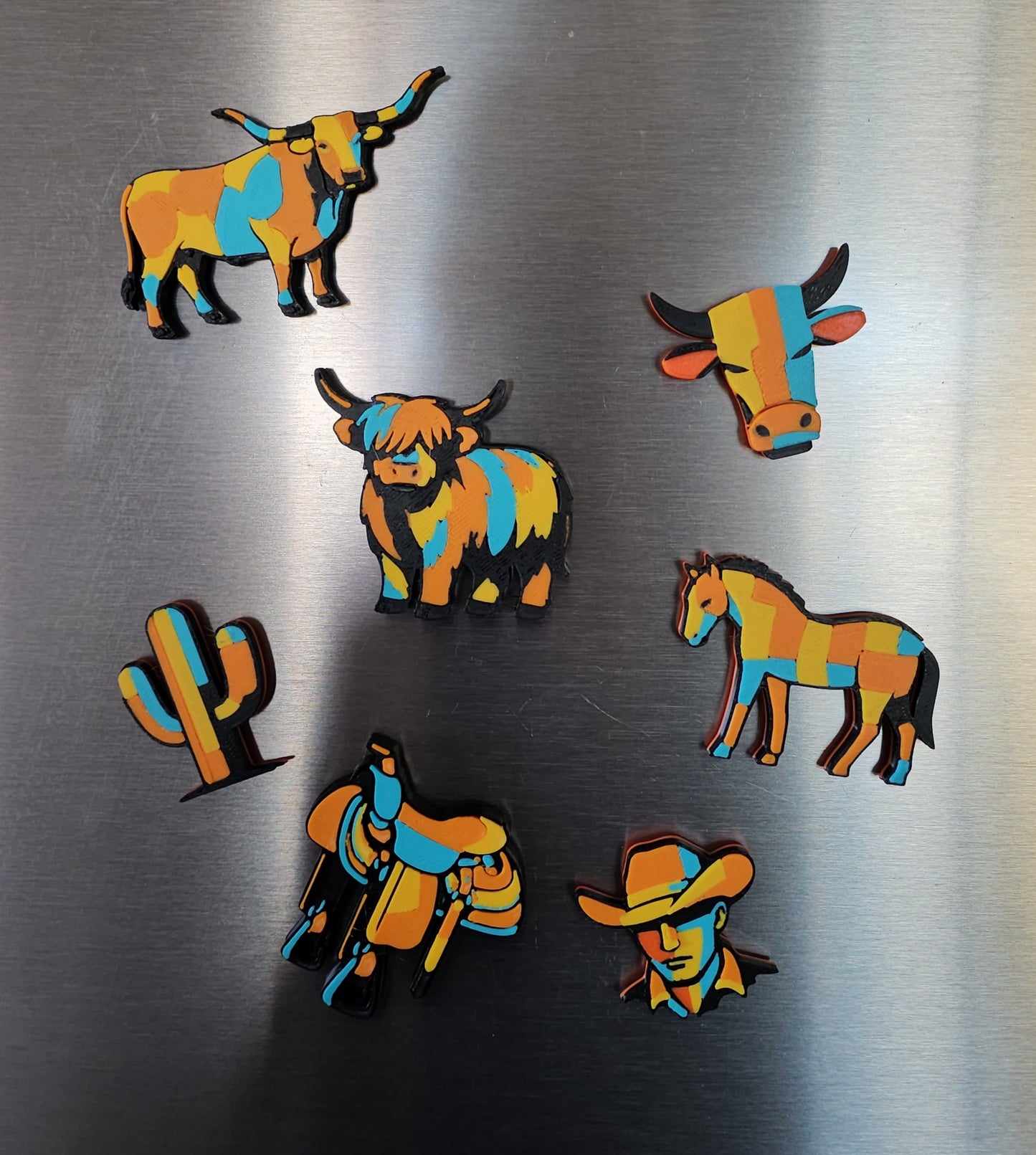 3d Printed Farm Western Longorn Horse Cow Magnet Made in America