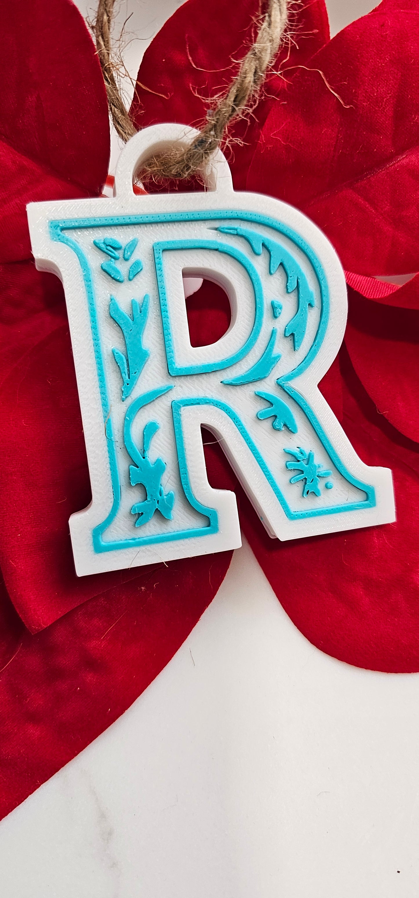 3D Print Tooled Leather Look Initial Ornament Choice of Colors