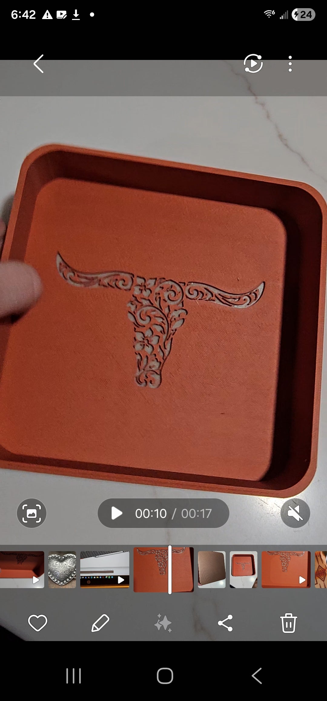 3d Print Western Longhorn Cowboy Cowgirl Accessory Tooled Tray