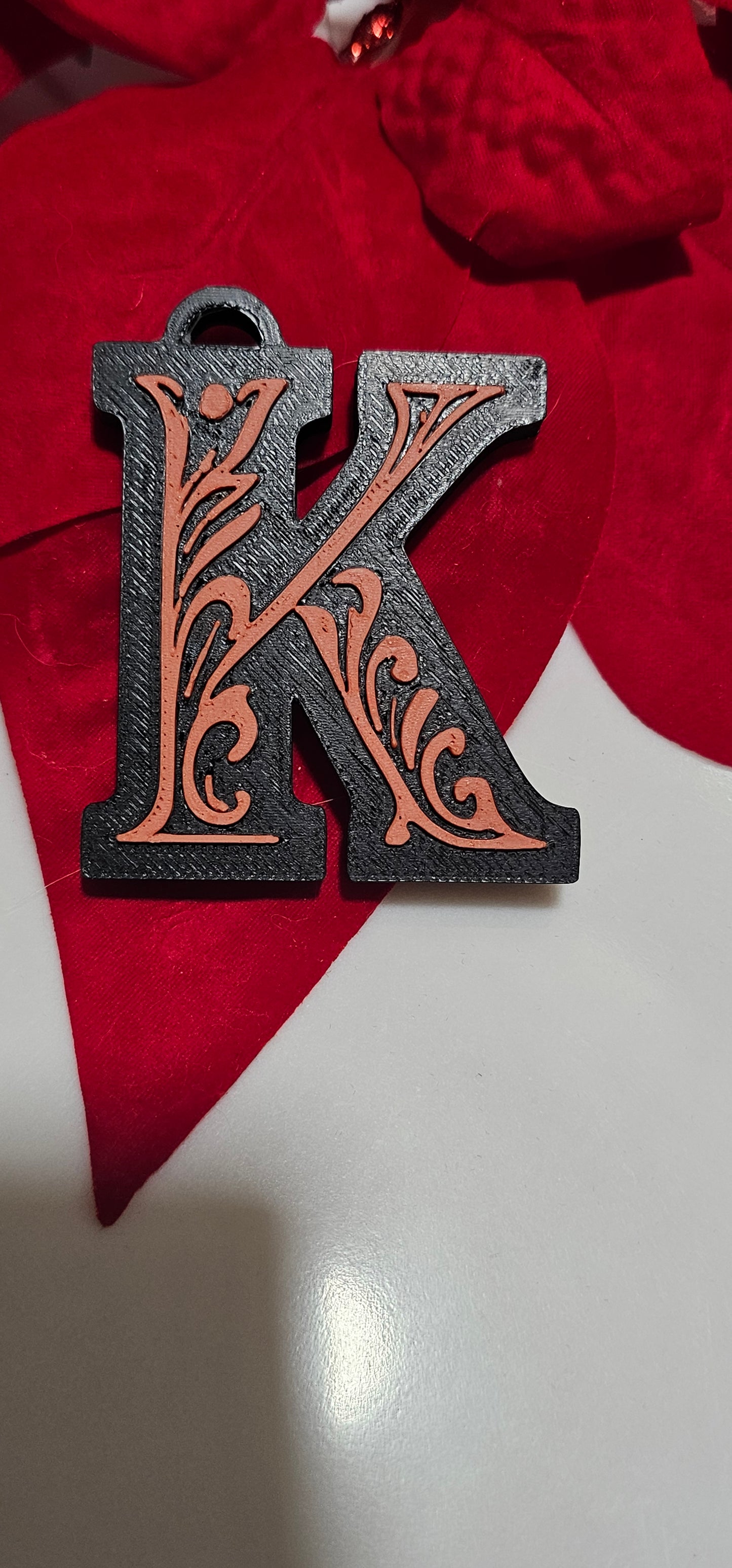 3D Print Tooled Leather Look Initial Pendant on Leather Necklace Made in America