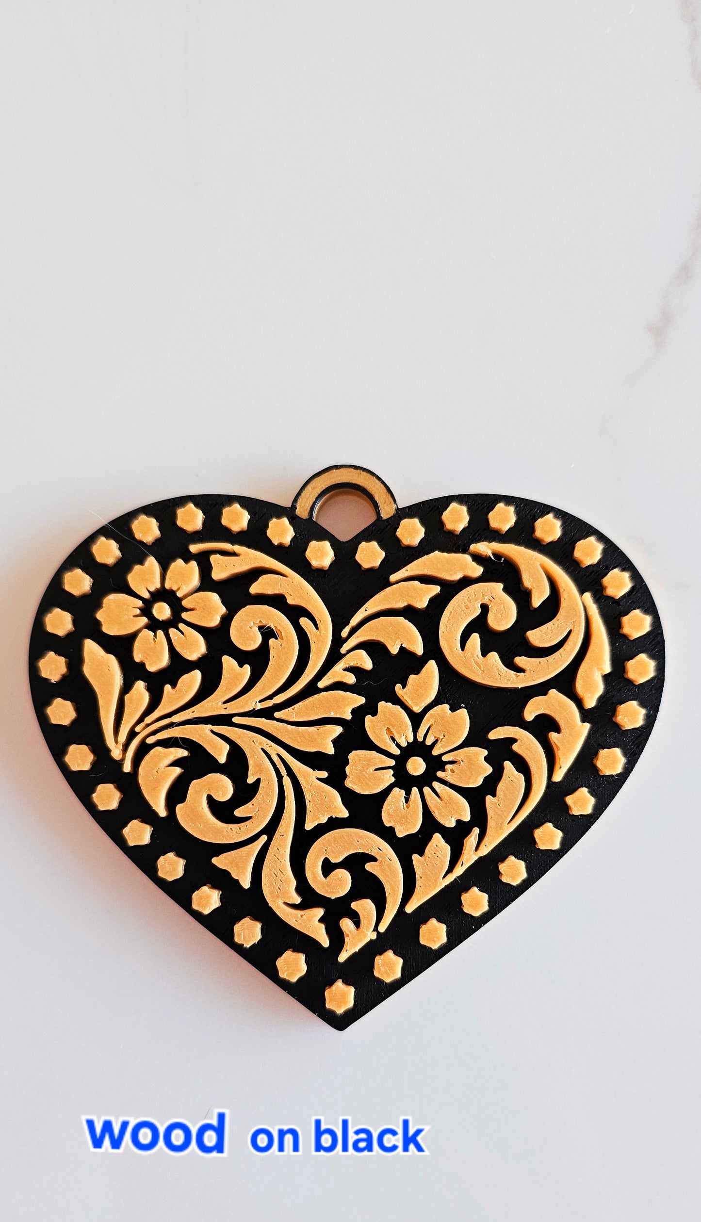 3d Printed Tooled Cowboy Cowgirl Heart  Keychain or Purse Charm