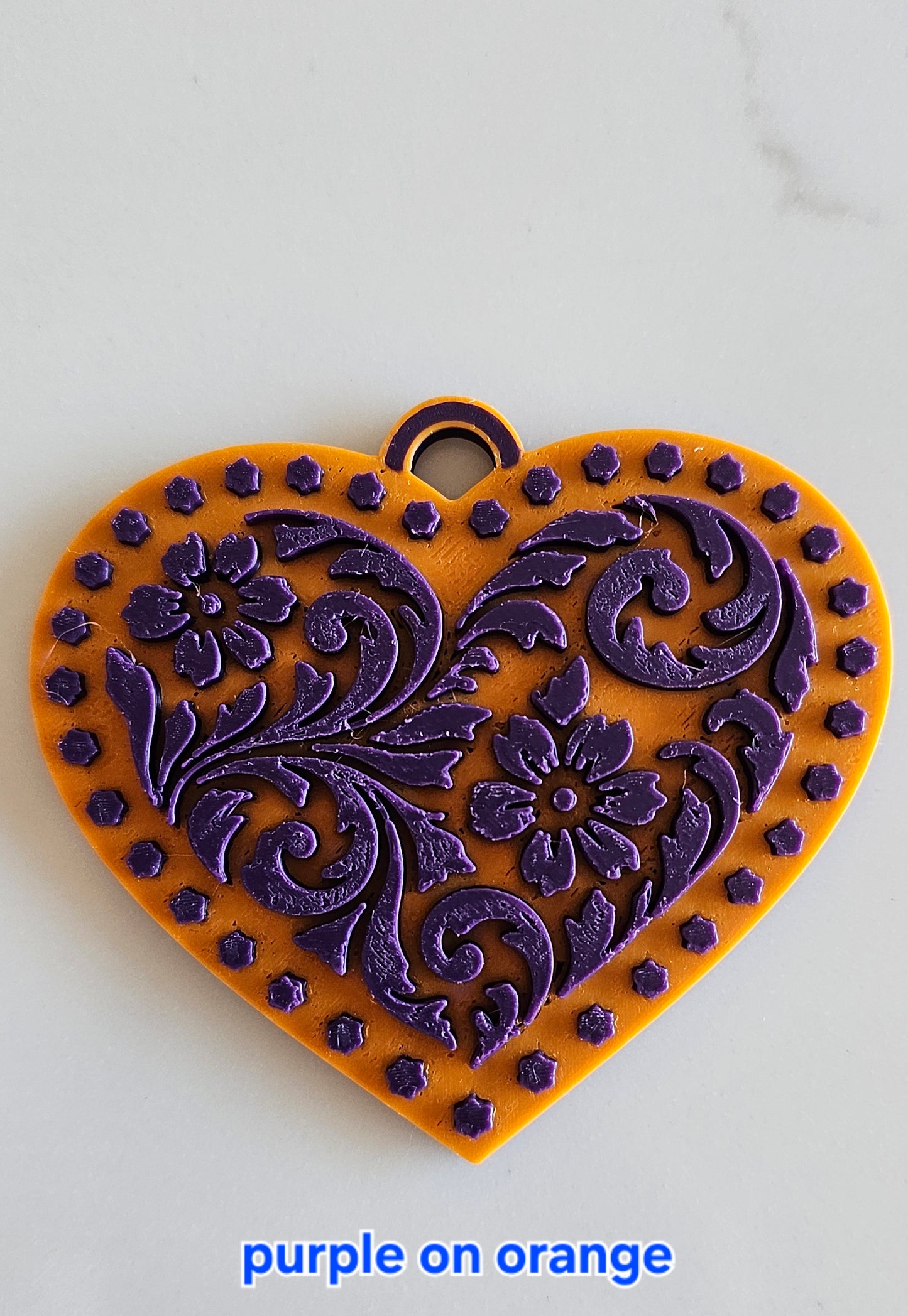 3d Printed Tooled Cowboy Cowgirl Heart  Keychain or Purse Charm