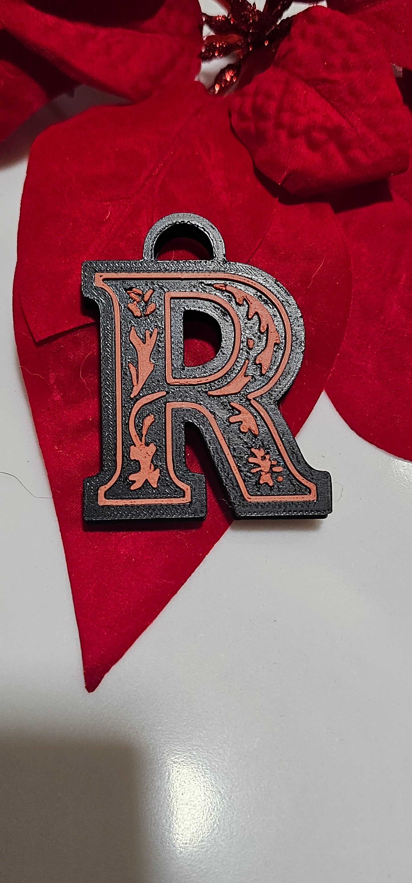 3D Print Tooled Leather Look Initial Pendant on Leather Necklace Made in America