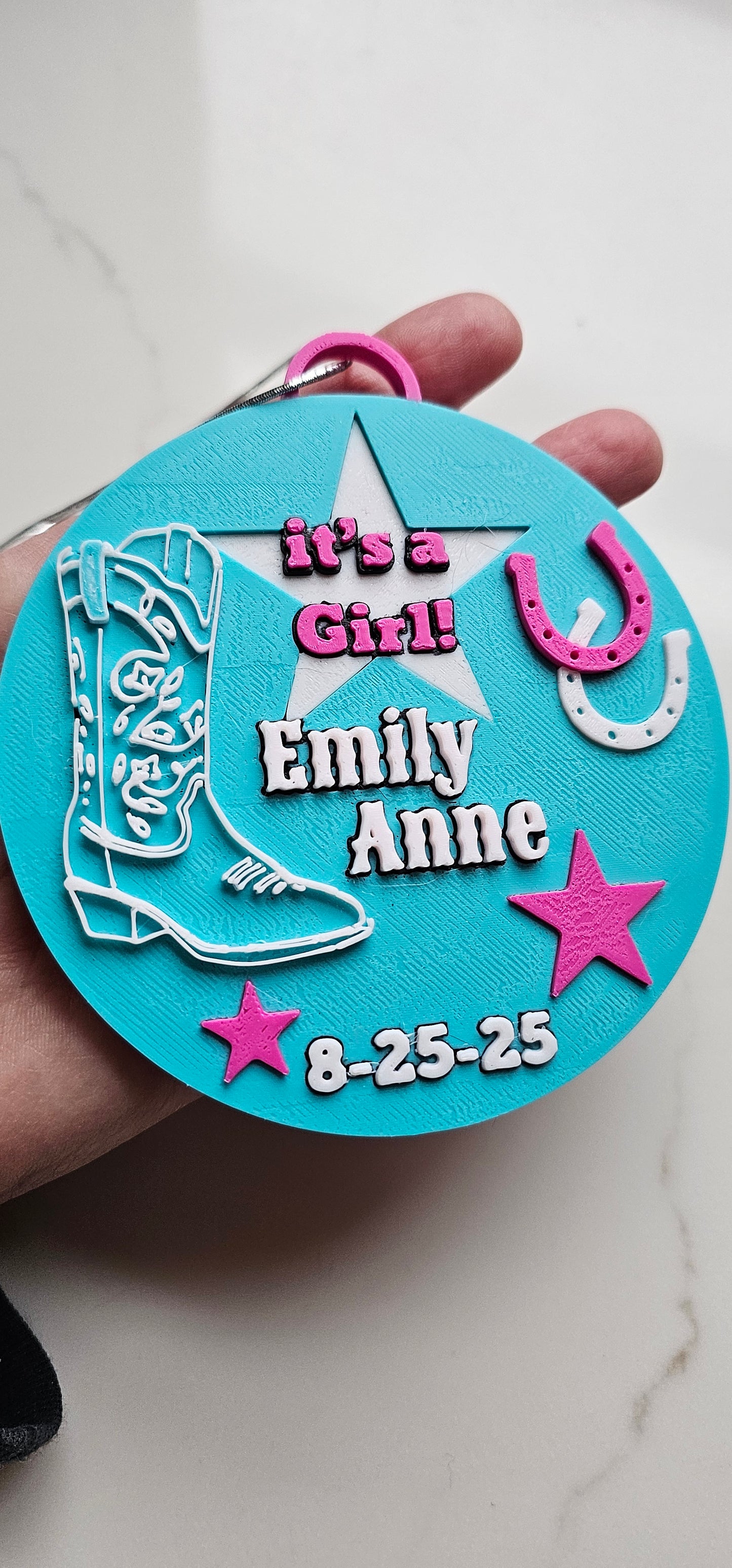 3D Print Personalized Birth New Baby Announcement Gift Favor Ornament