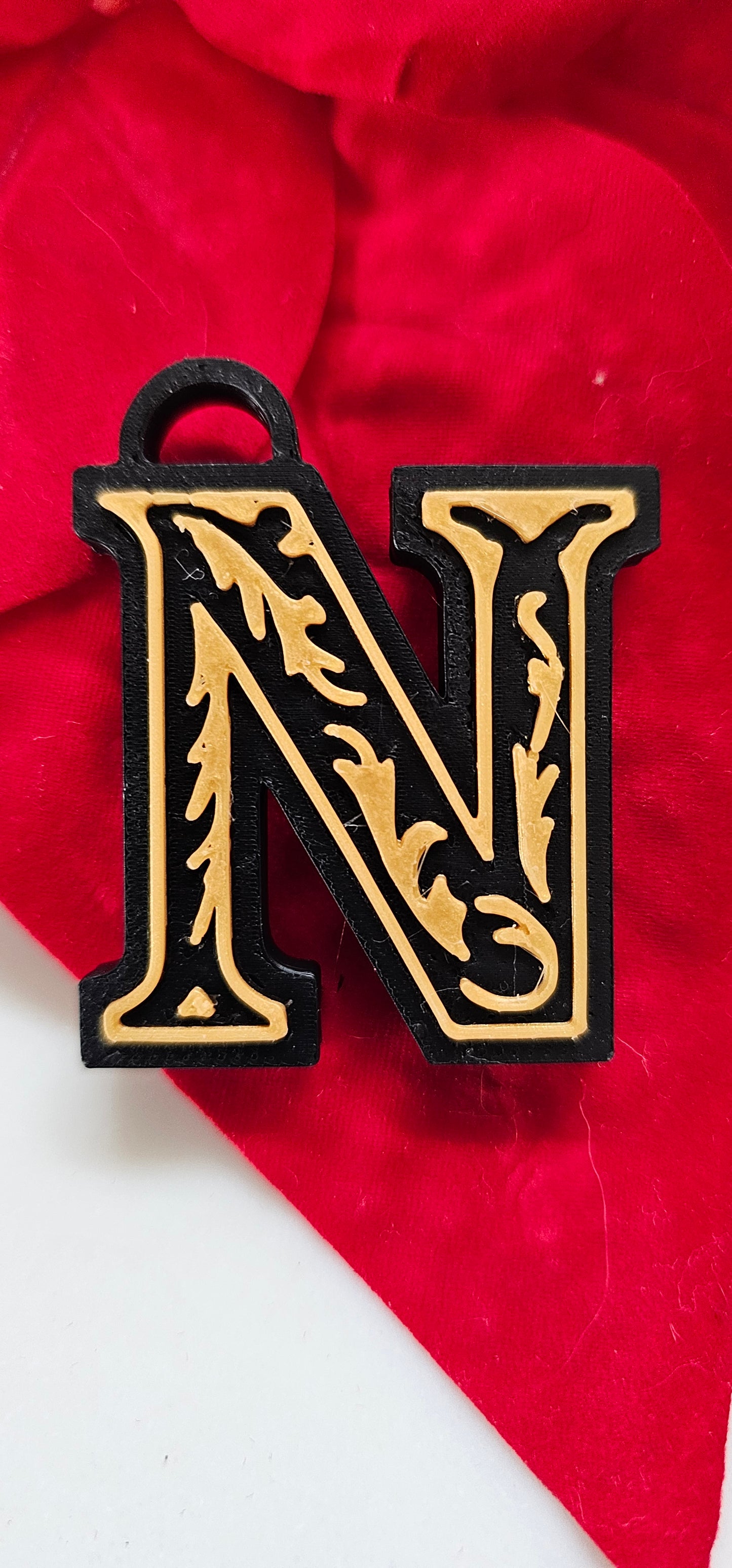 3D Print Tooled Leather Look Initial Pendant on Leather Necklace Made in America