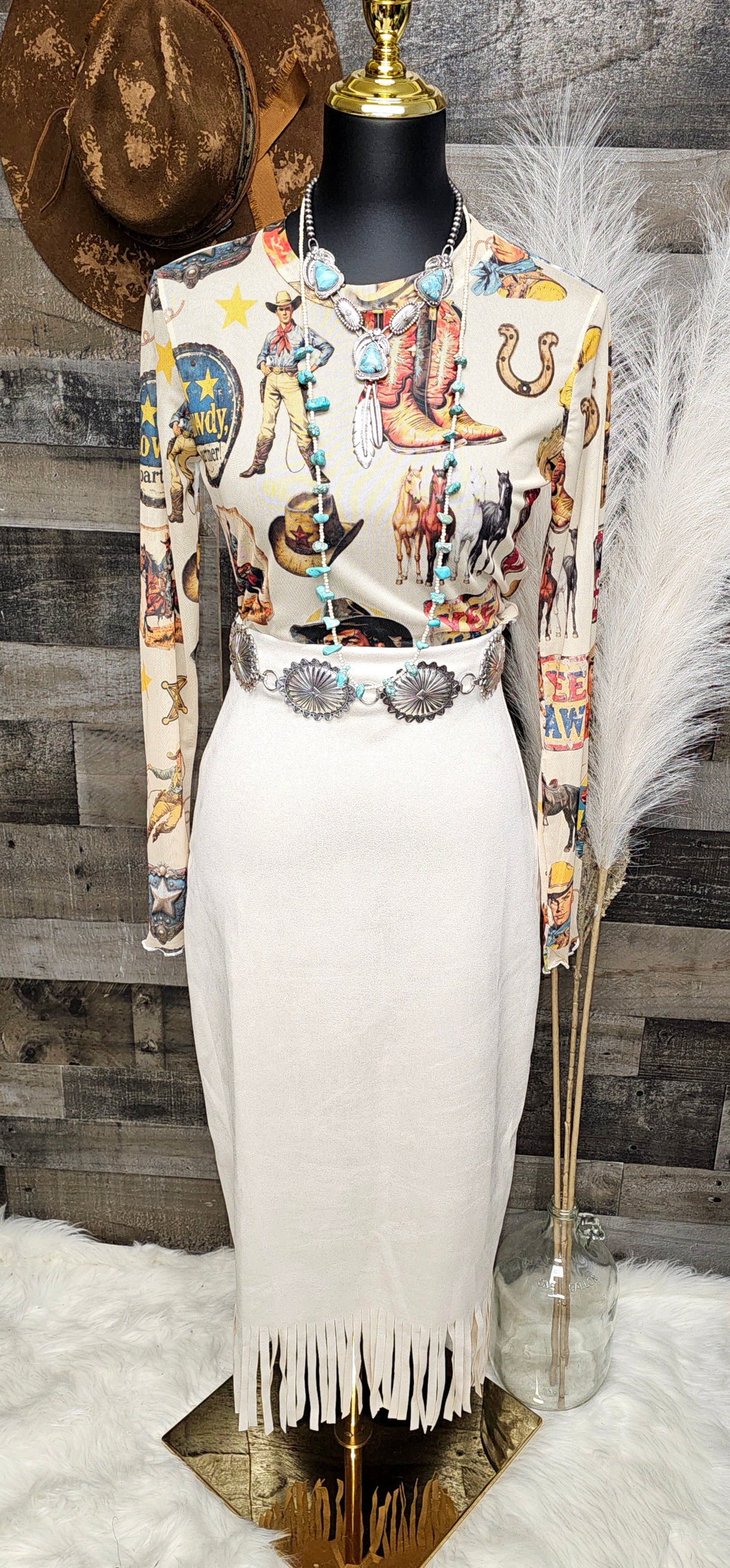 Tucson Faux Suede Fringe Skirt choice of colors