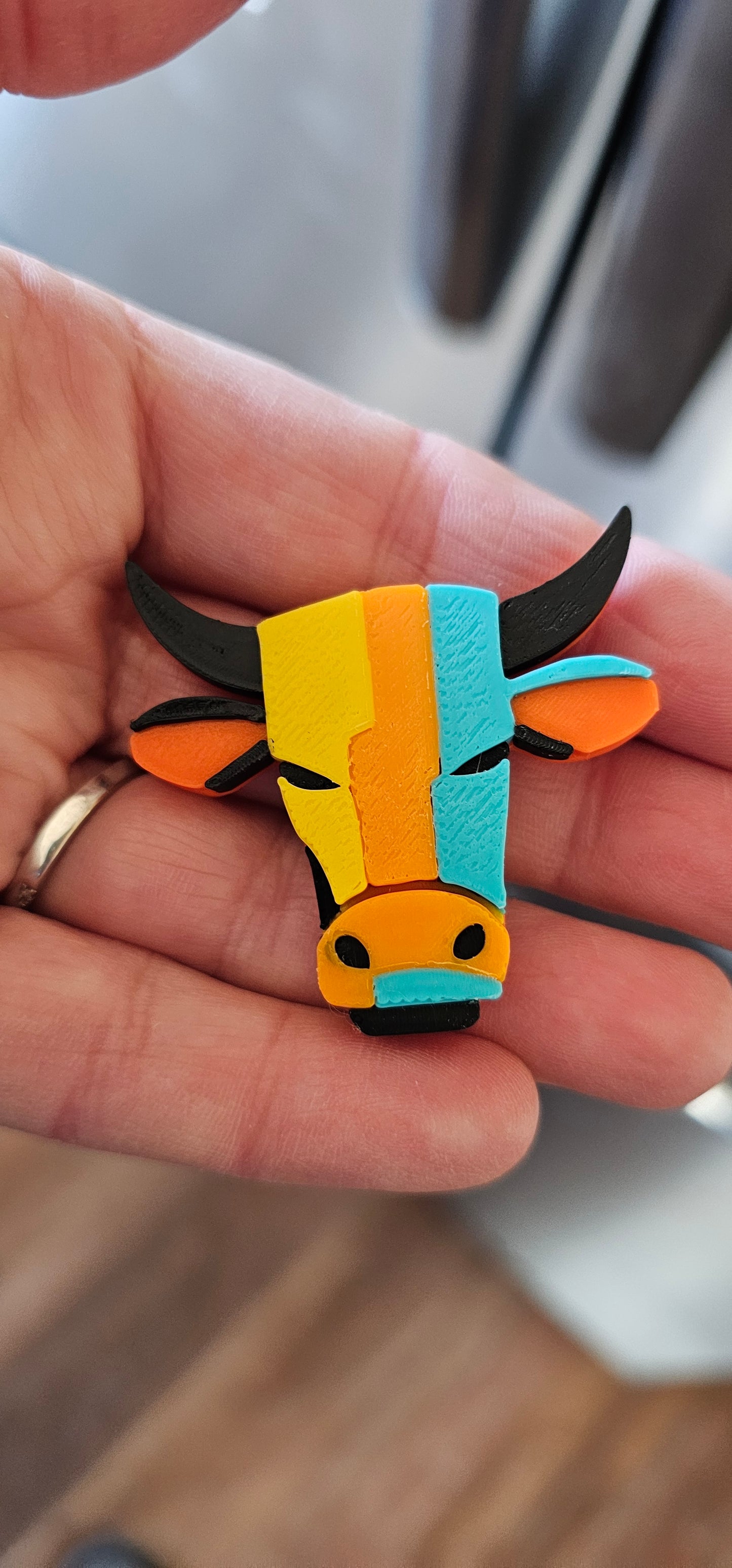 3d Printed Farm Western Longorn Horse Cow Magnet Made in America