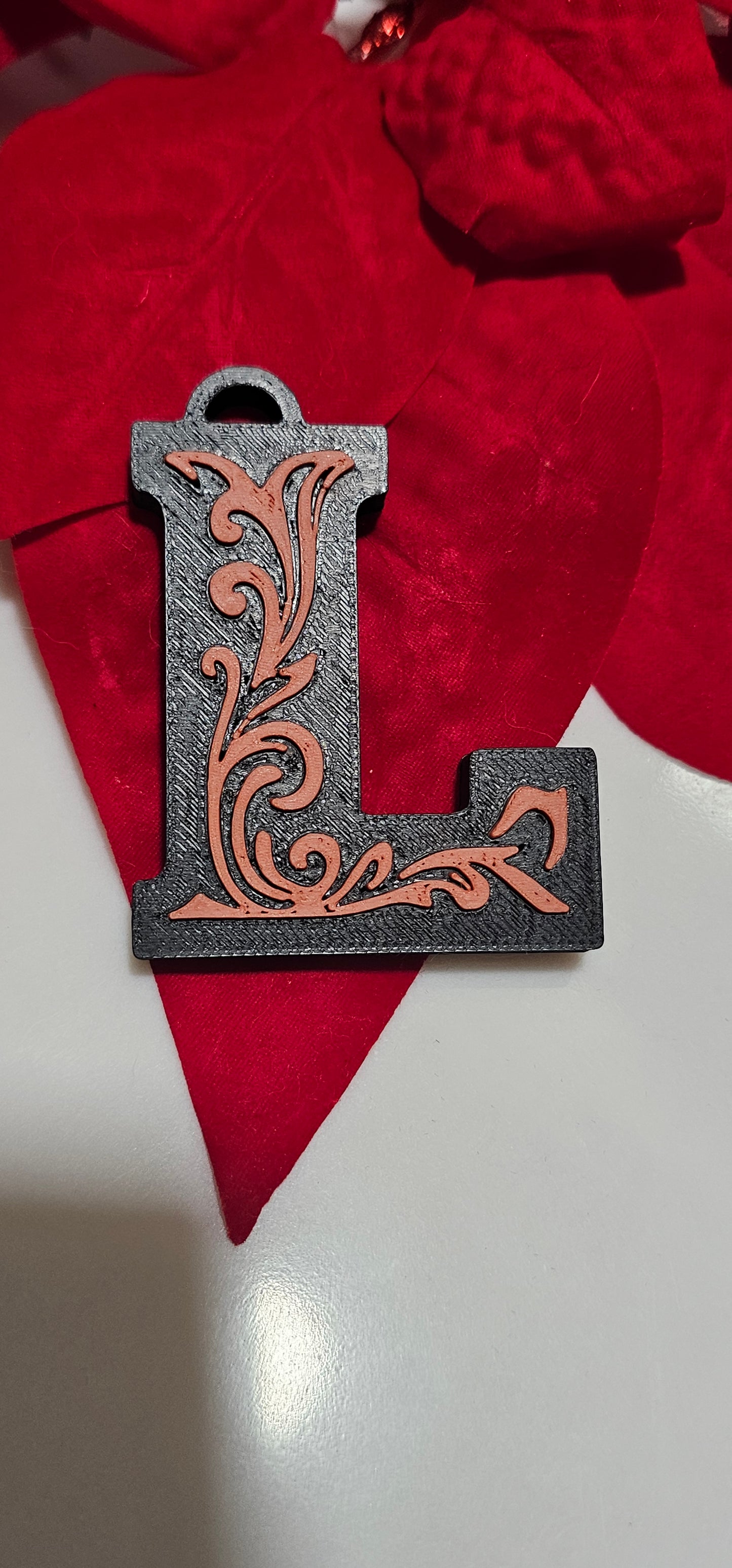 3D Print Tooled Leather Look Initial Pendant on Leather Necklace Made in America