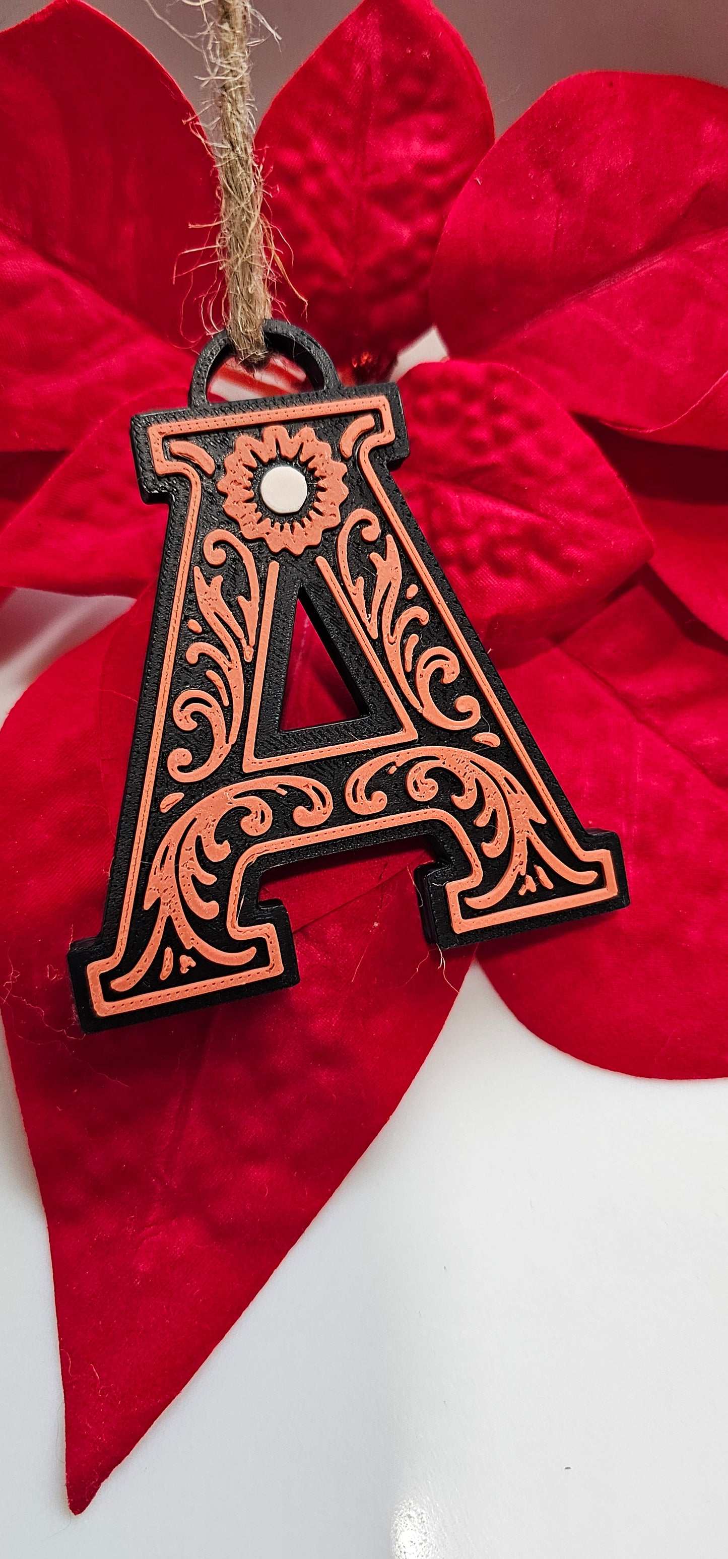 3D Print Tooled Leather Look Initial Keychain Made in America