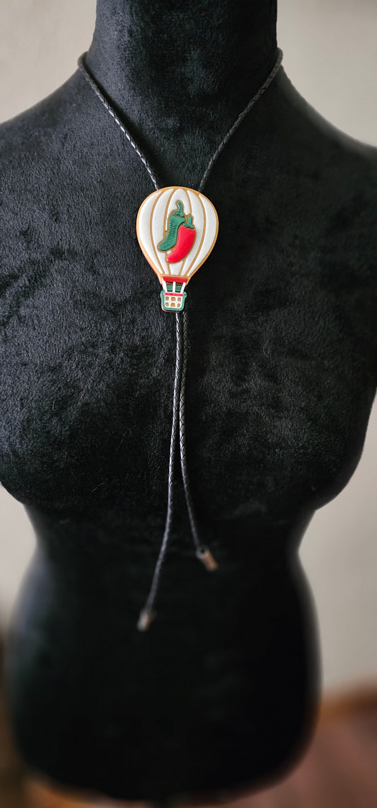 Albuquerque Balloon Fiesta 3D Hot Air Balloon Chili Peppers Bolo Tie Necklace