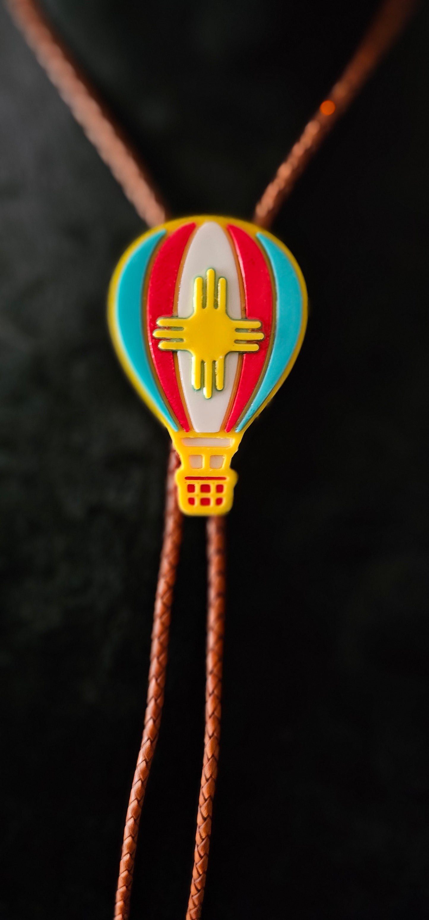 Albuquerque Balloon Fiesta 3D Hot Air Balloon Zia Bolo Tie Necklace