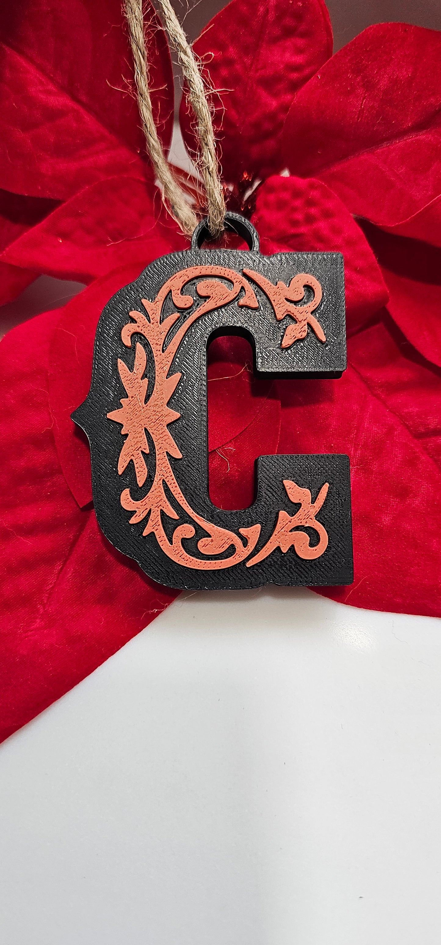 3D Print Tooled Leather Look Initial Keychain Made in America