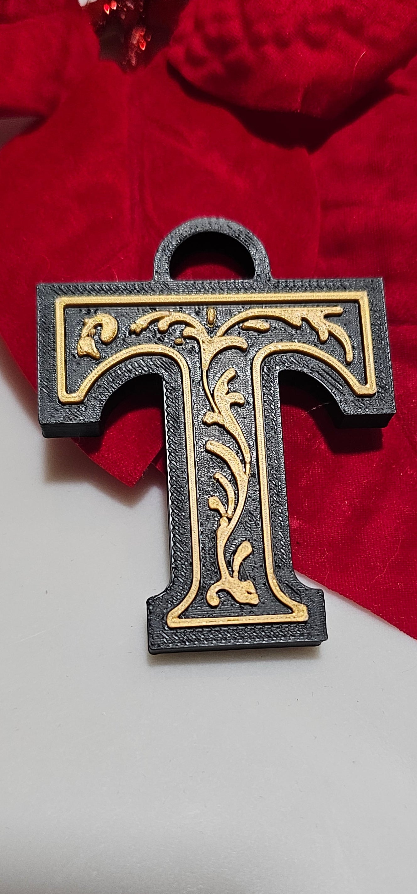 3D Print Tooled Leather Look Initial Ornament Choice of Colors