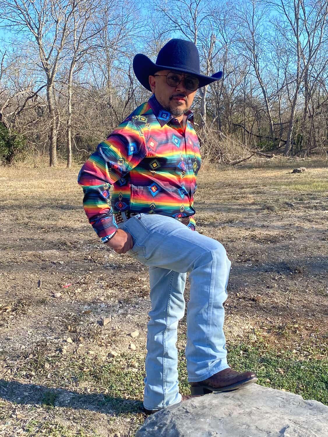 Colores De Mexico Southwestern Serape Button Up Shirt