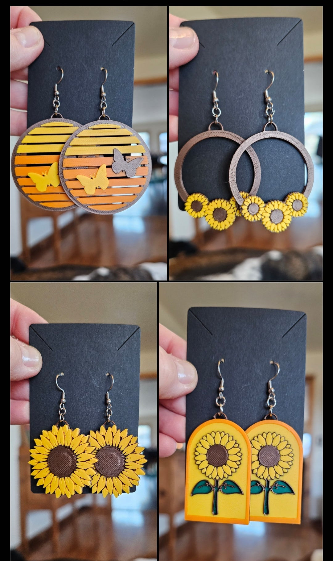 3D Print That70's Show Sunflower Boho Hippie Earrings Made in America