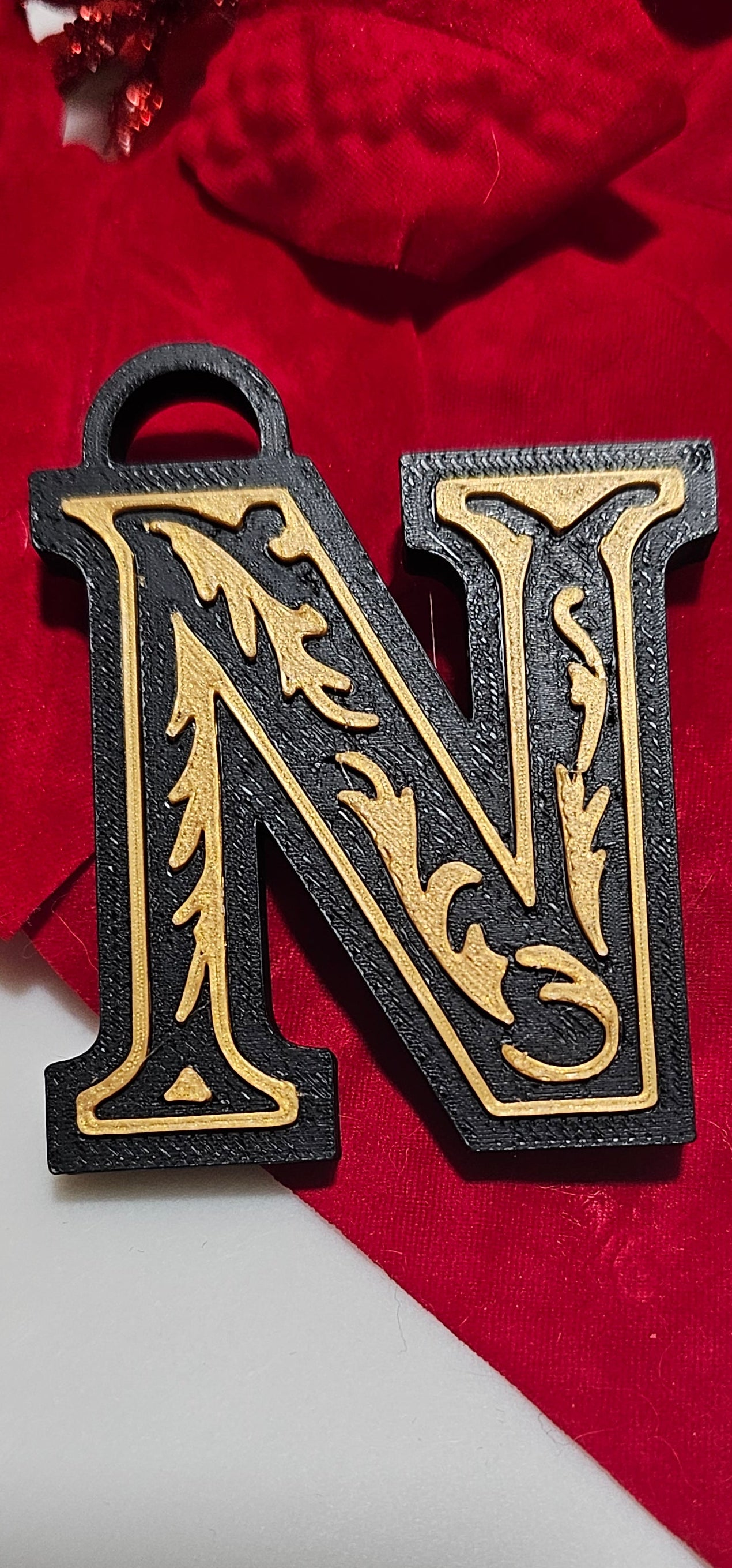 3D Print Tooled Leather Look Initial Ornament Choice of Colors