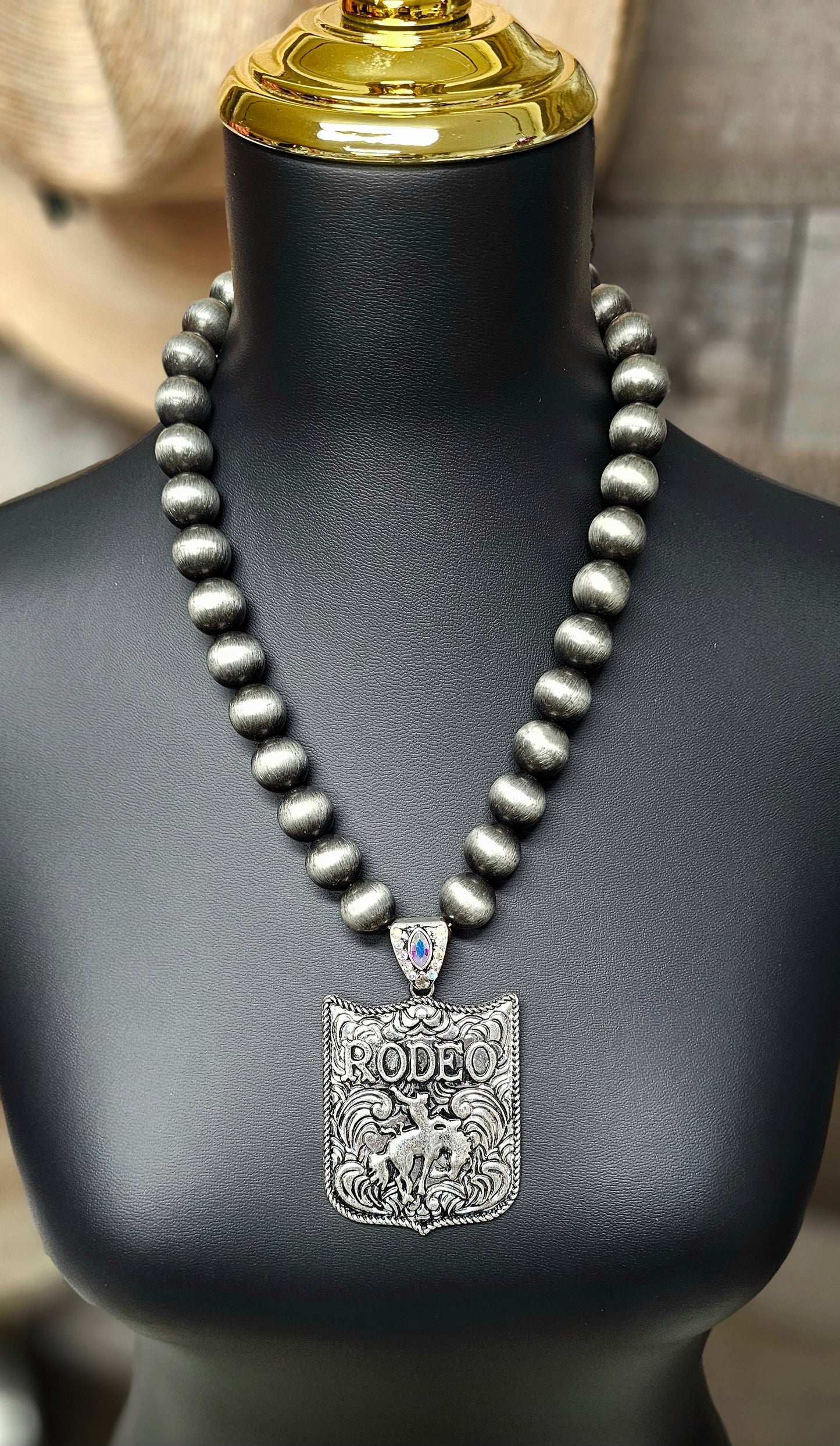 Baha Ranch Silvertone Rodeo Necklace