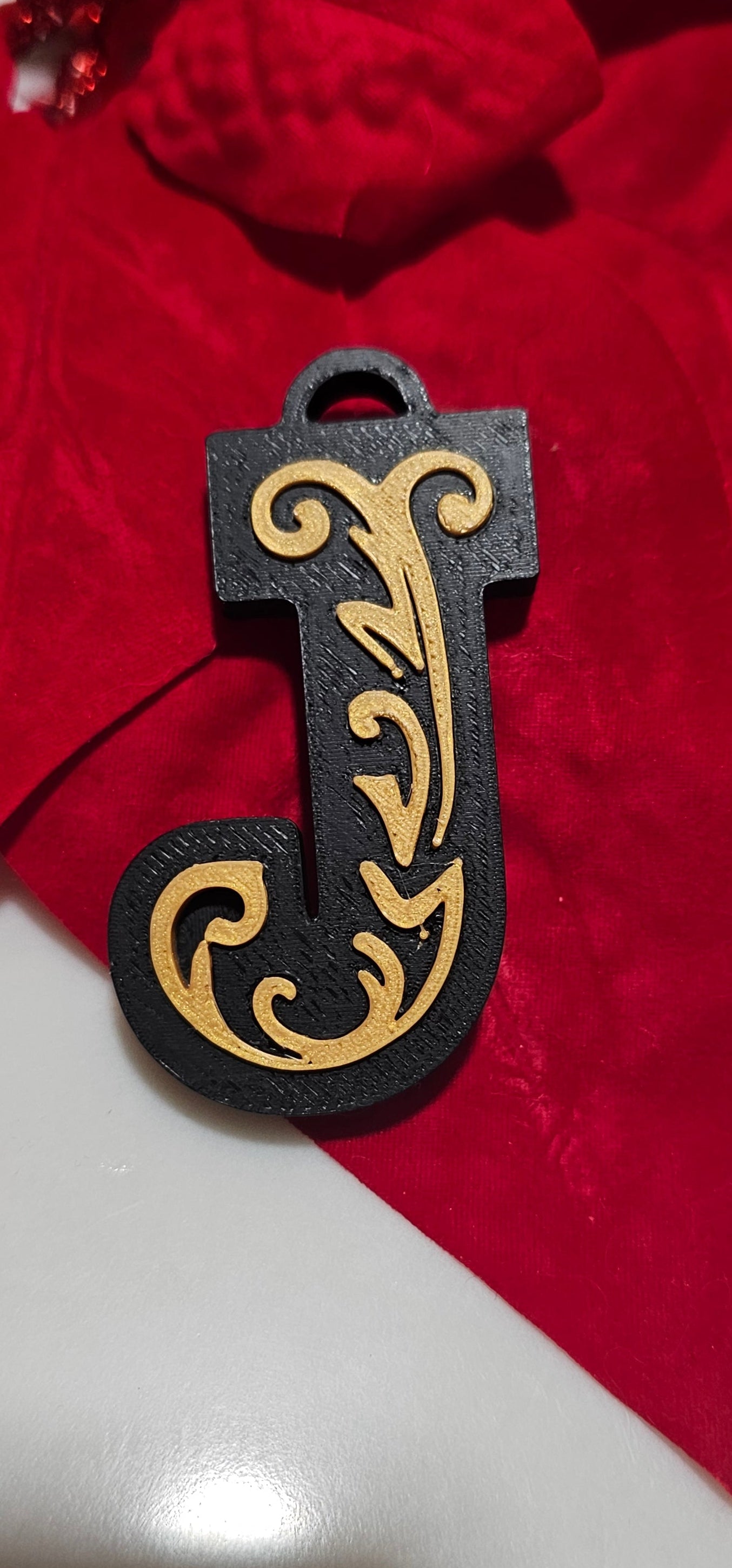 3D Print Tooled Leather Look Initial Ornament Choice of Colors
