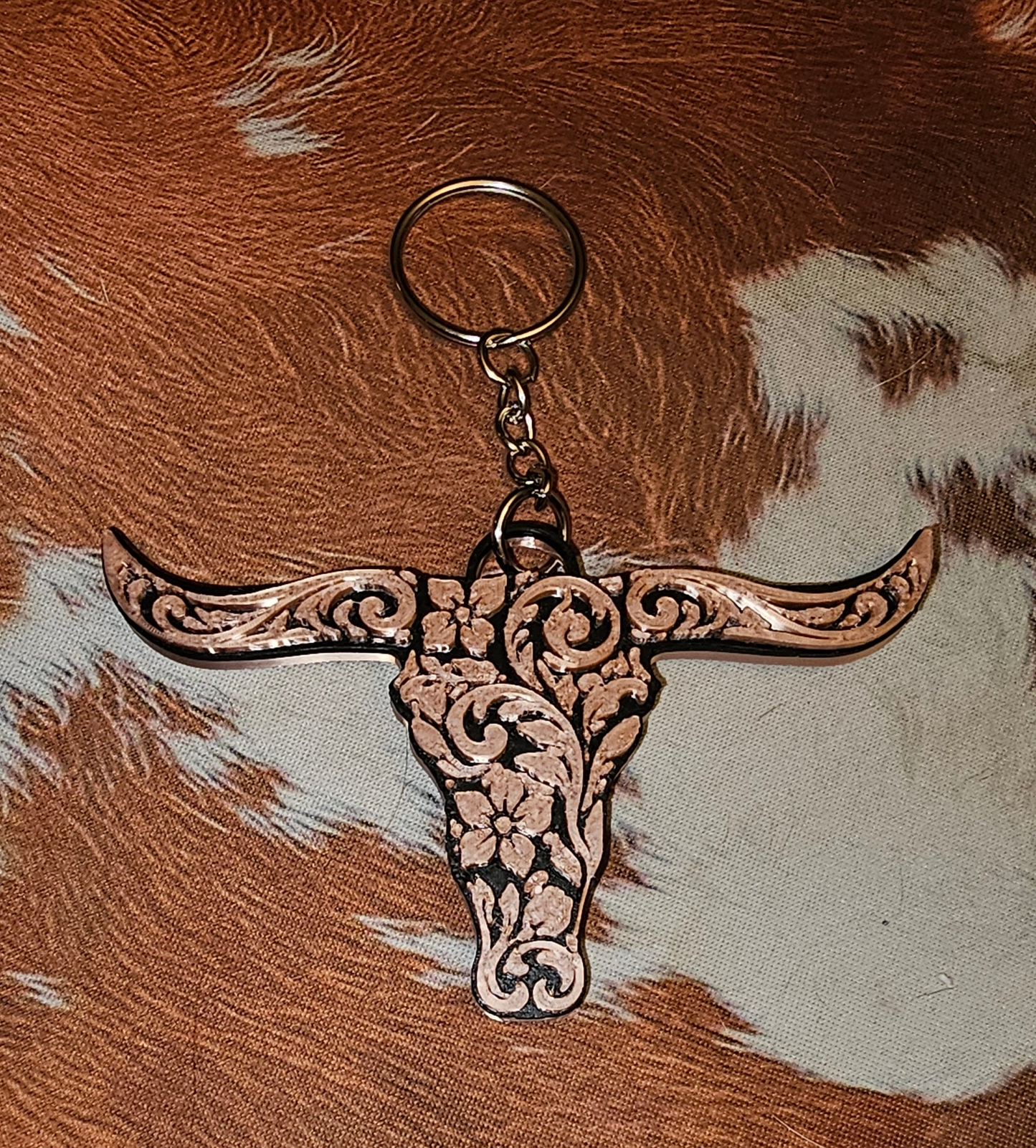 3d Print Tooled Longhorn Keychain or Purse Charm Ornament - Made in America - choice of colors