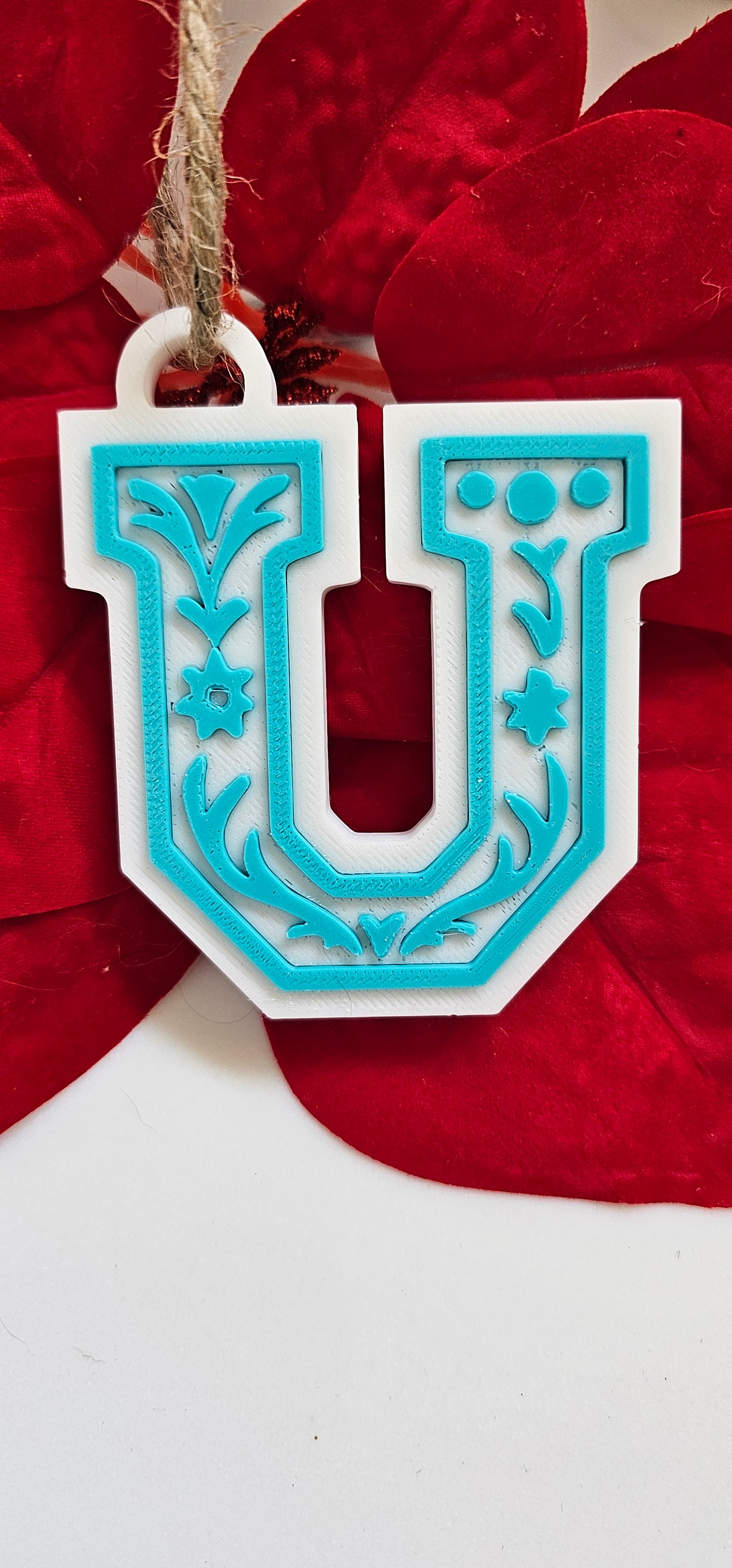 3D Print Tooled Leather Look Initial Ornament Choice of Colors