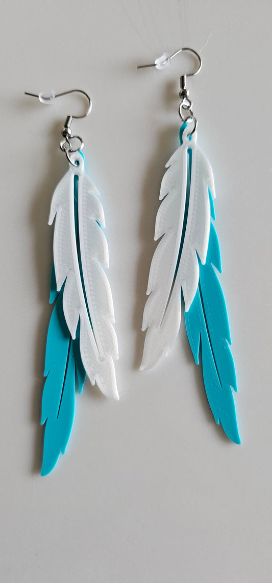 3D Print Double Feather Boho Earrings Made in America