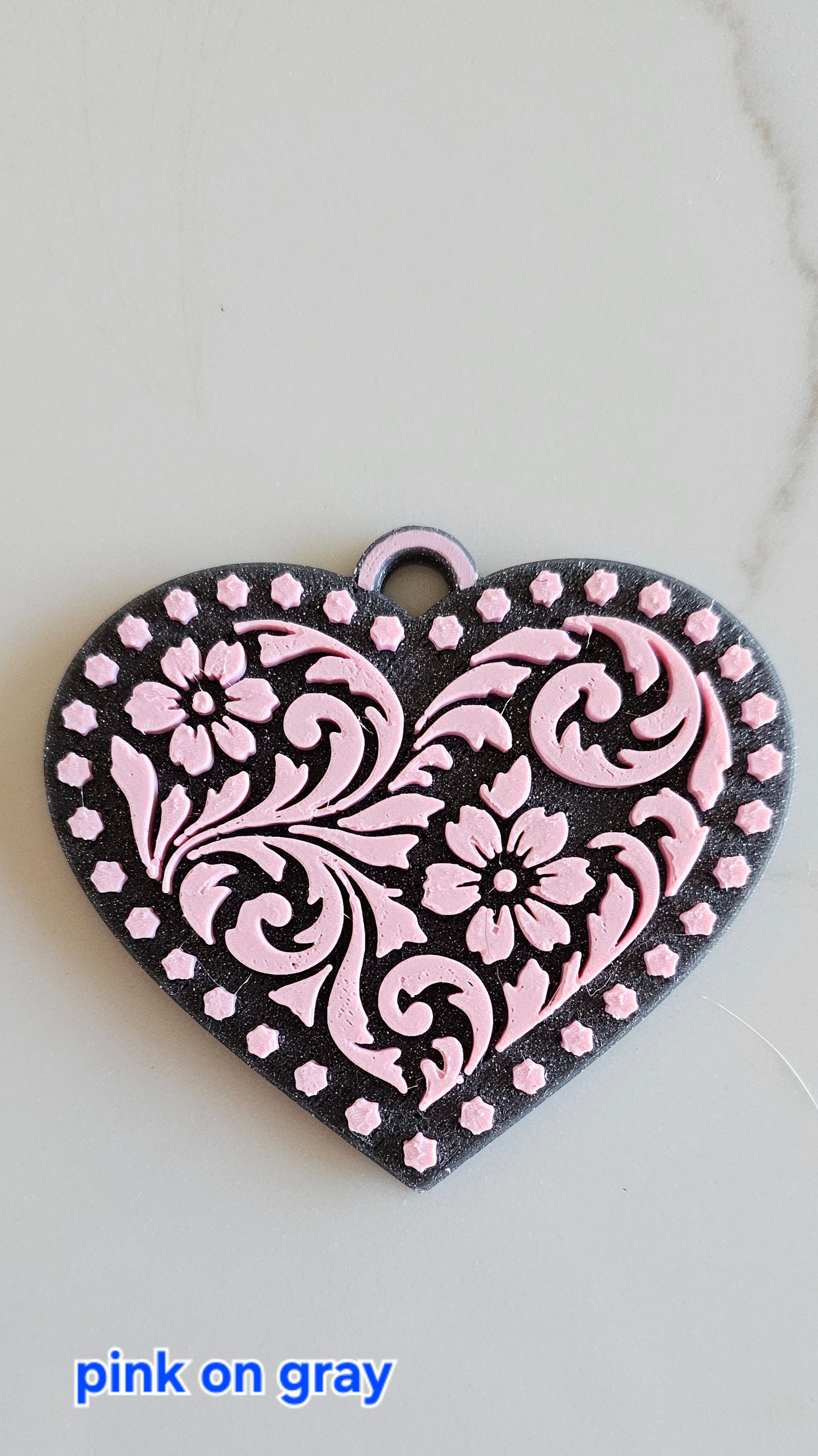 3d Printed Tooled Cowboy Cowgirl Heart  Keychain or Purse Charm