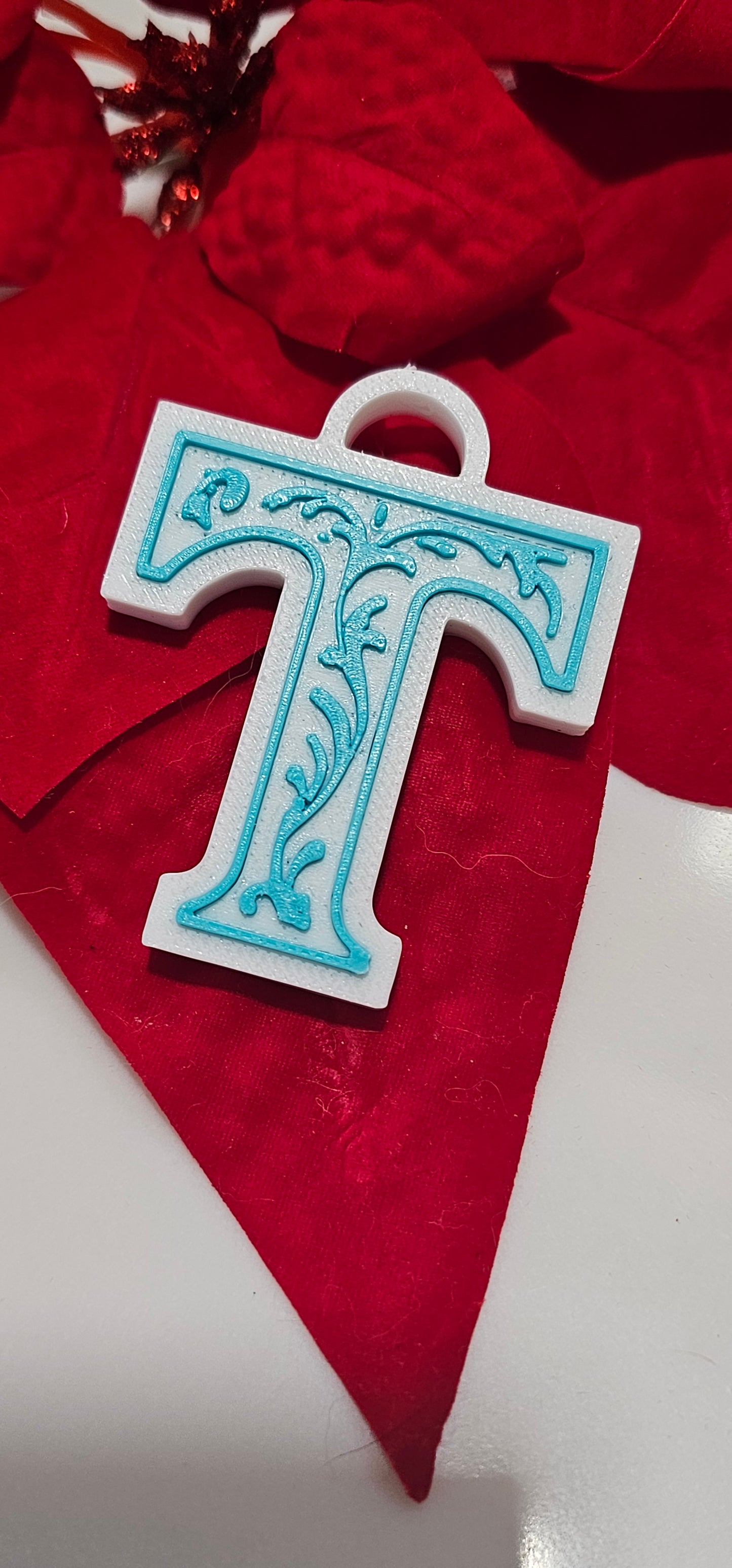 3D Print Tooled Leather Look Initial Pendant on Leather Necklace Made in America