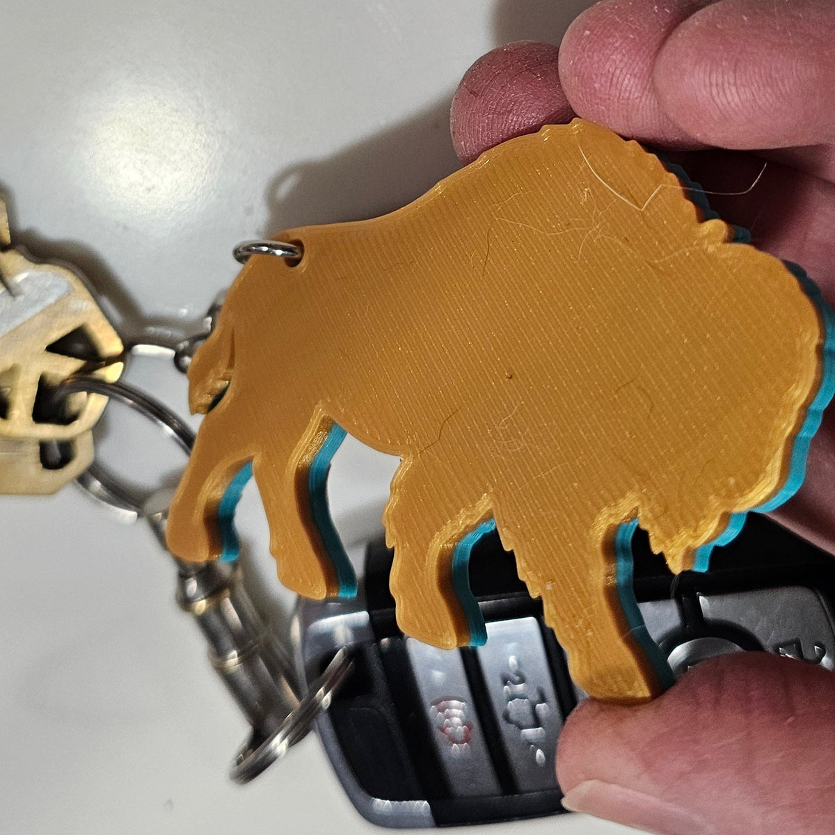 3D Print Tooled Buffalo Bison Keychain Made in America