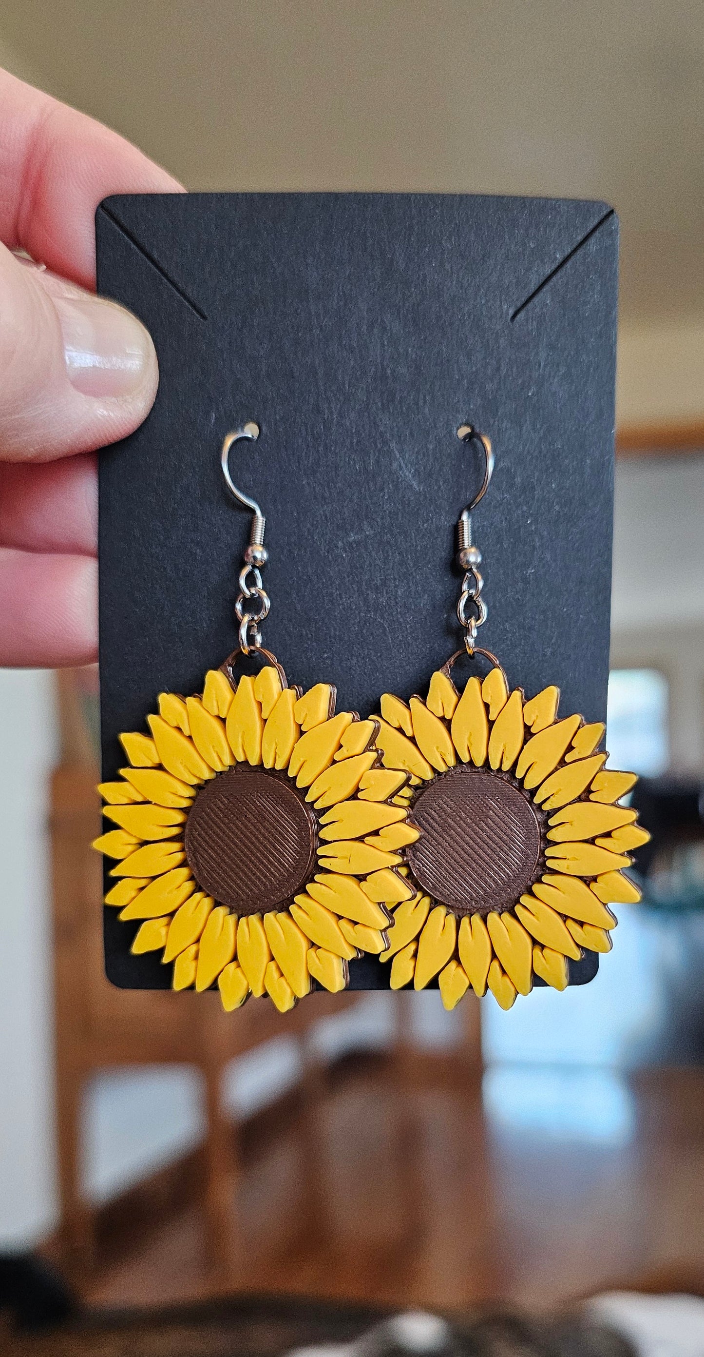 3D Print That70's Show Sunflower Boho Hippie Earrings Made in America