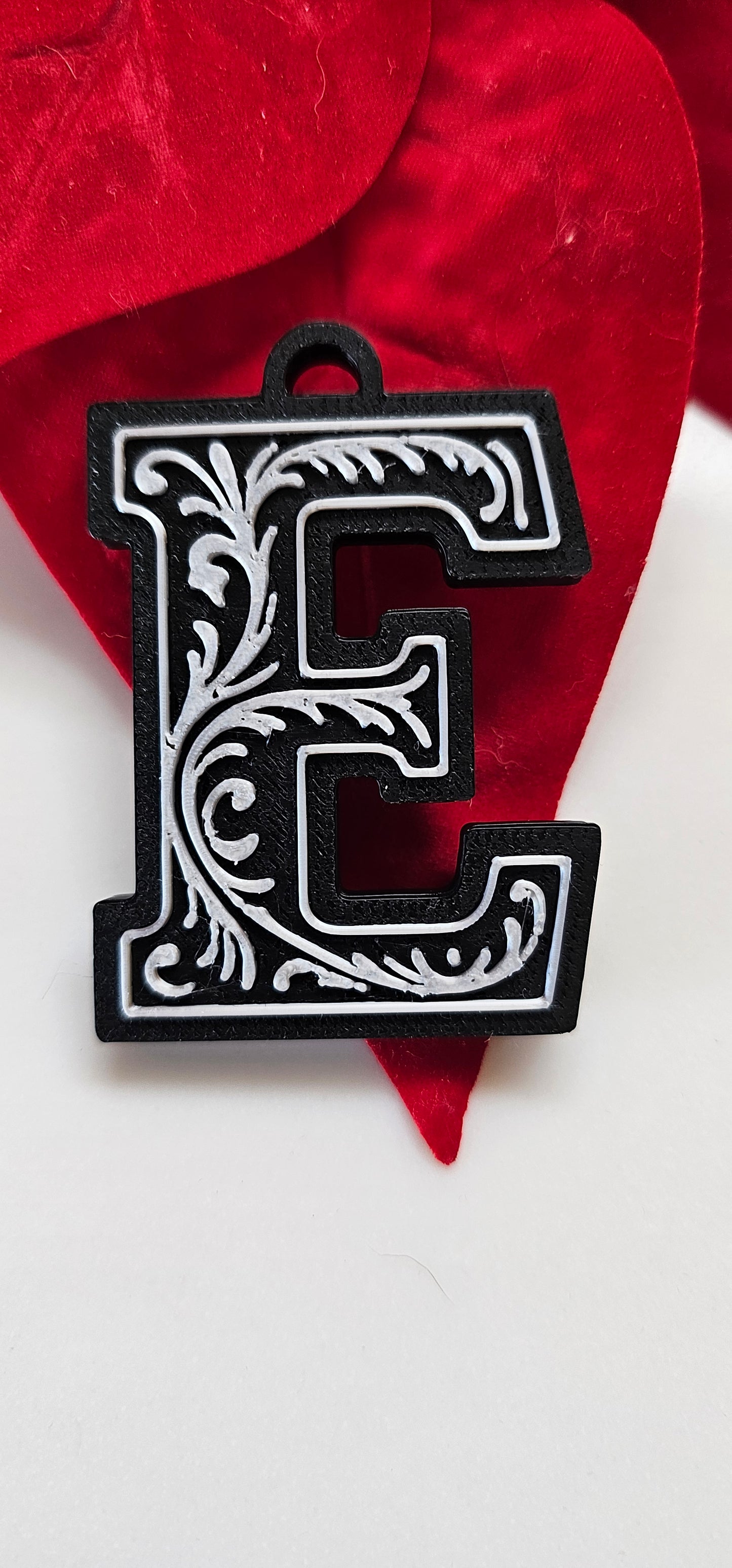 3D Print Tooled Leather Look Initial Ornament Choice of Colors