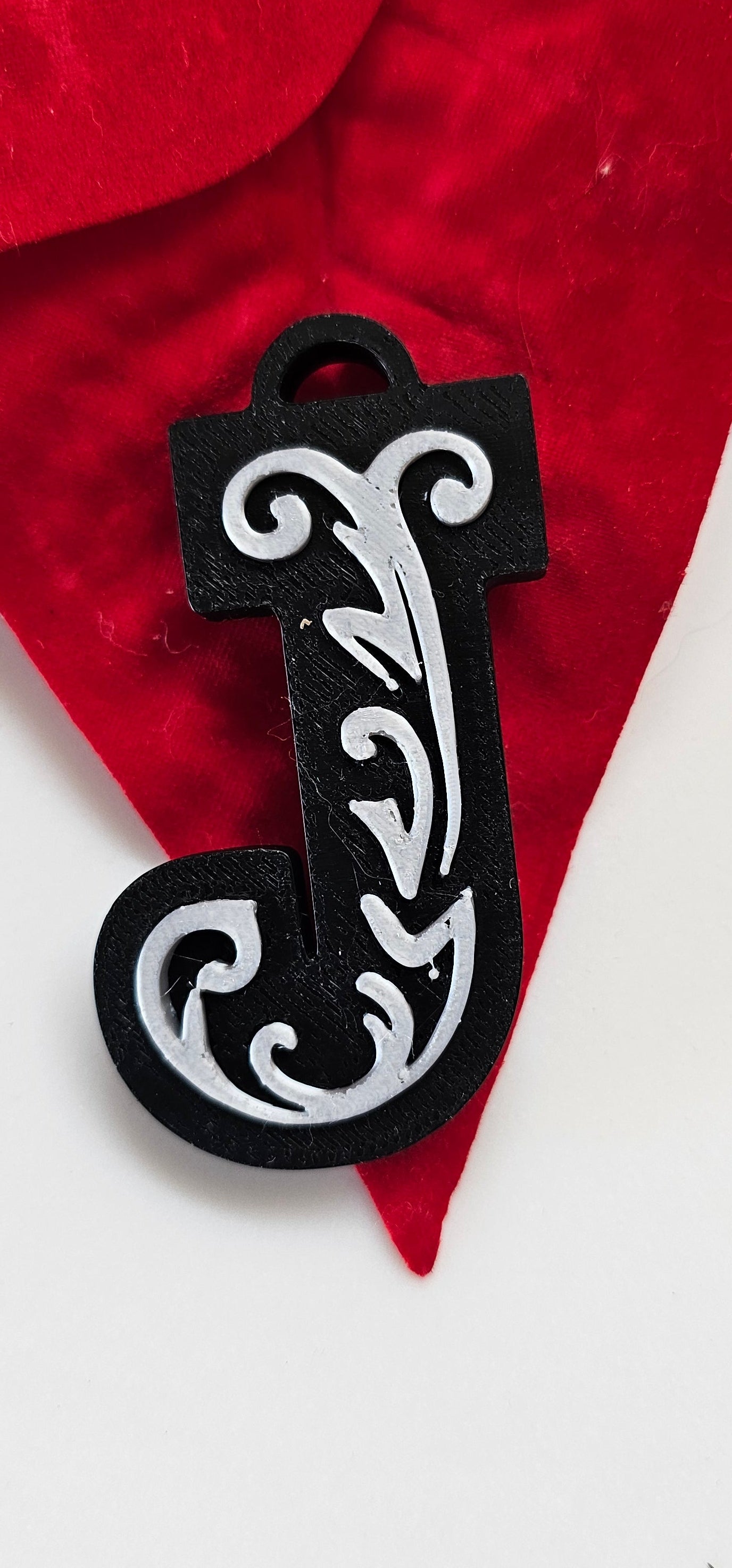 3D Print Tooled Leather Look Initial Ornament Choice of Colors