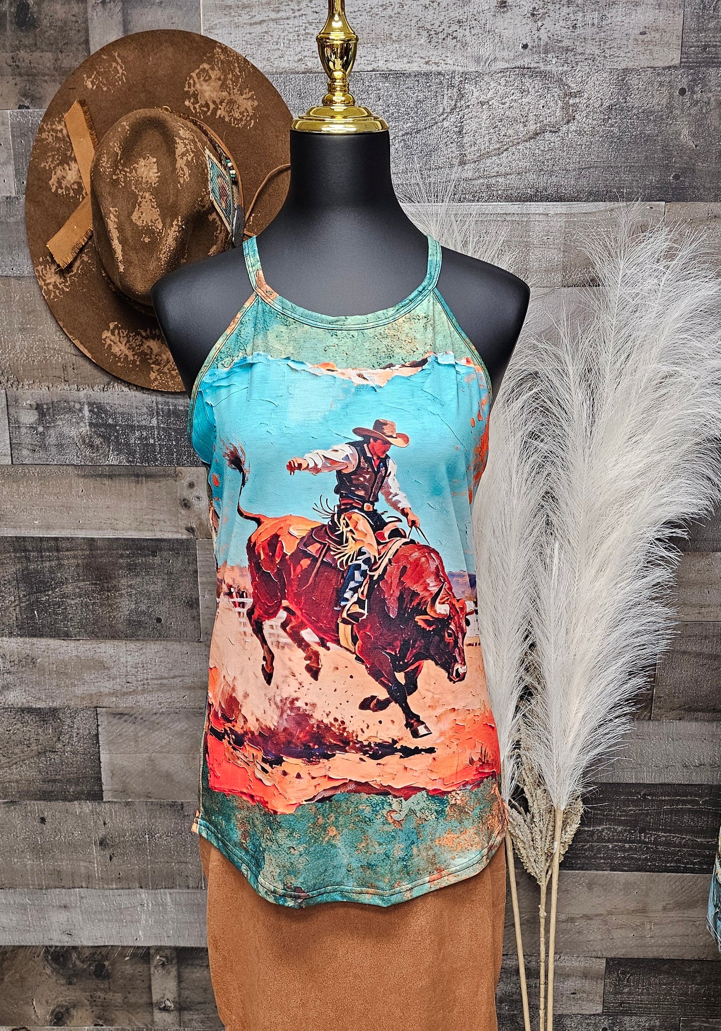 Baha Ranch Eight Second Bull Ride Rodeo Tank Top